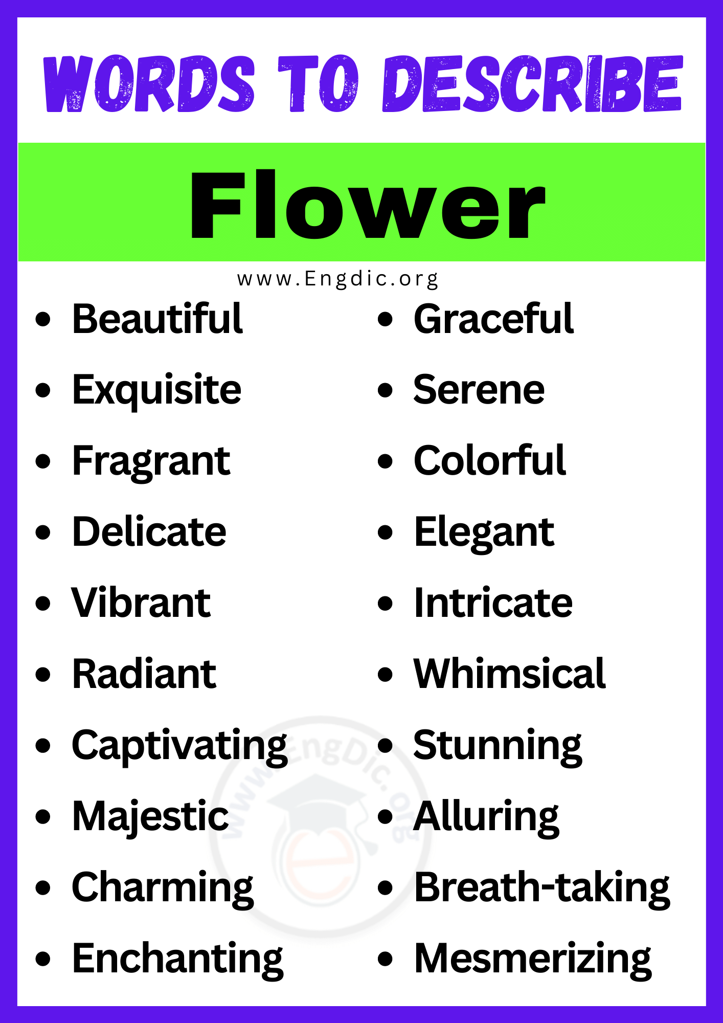 Words to Describe Flower