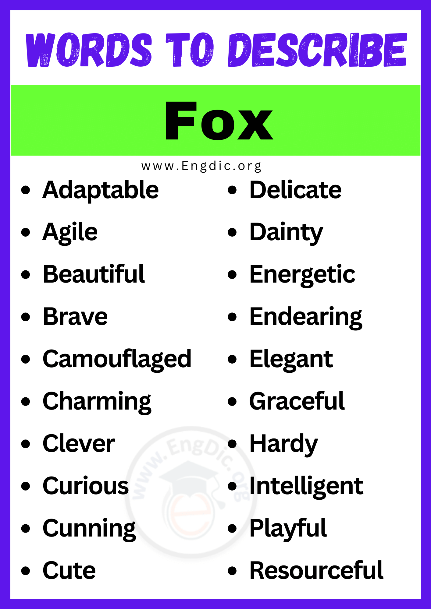 Words to Describe Fox