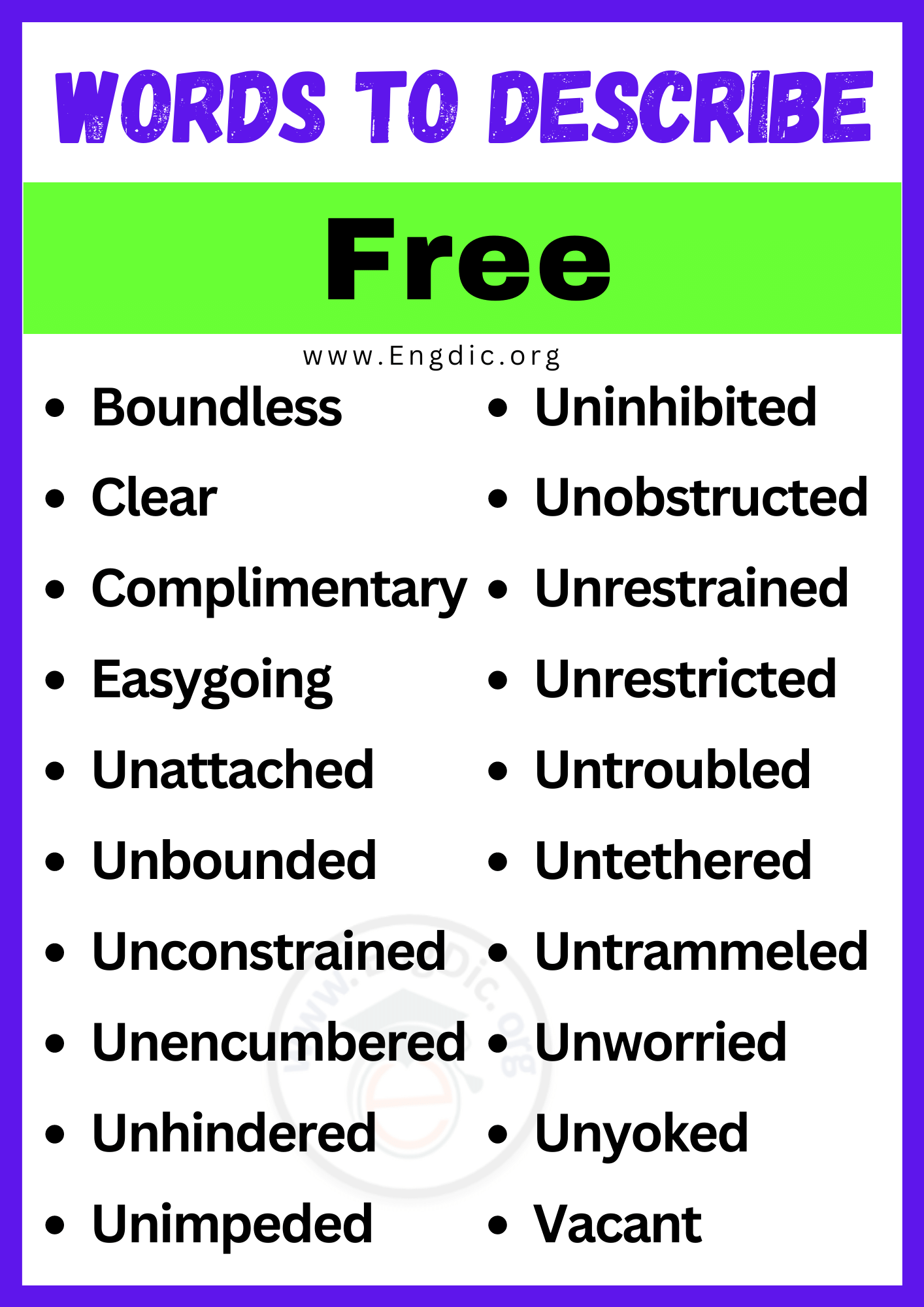 Words to Describe Free