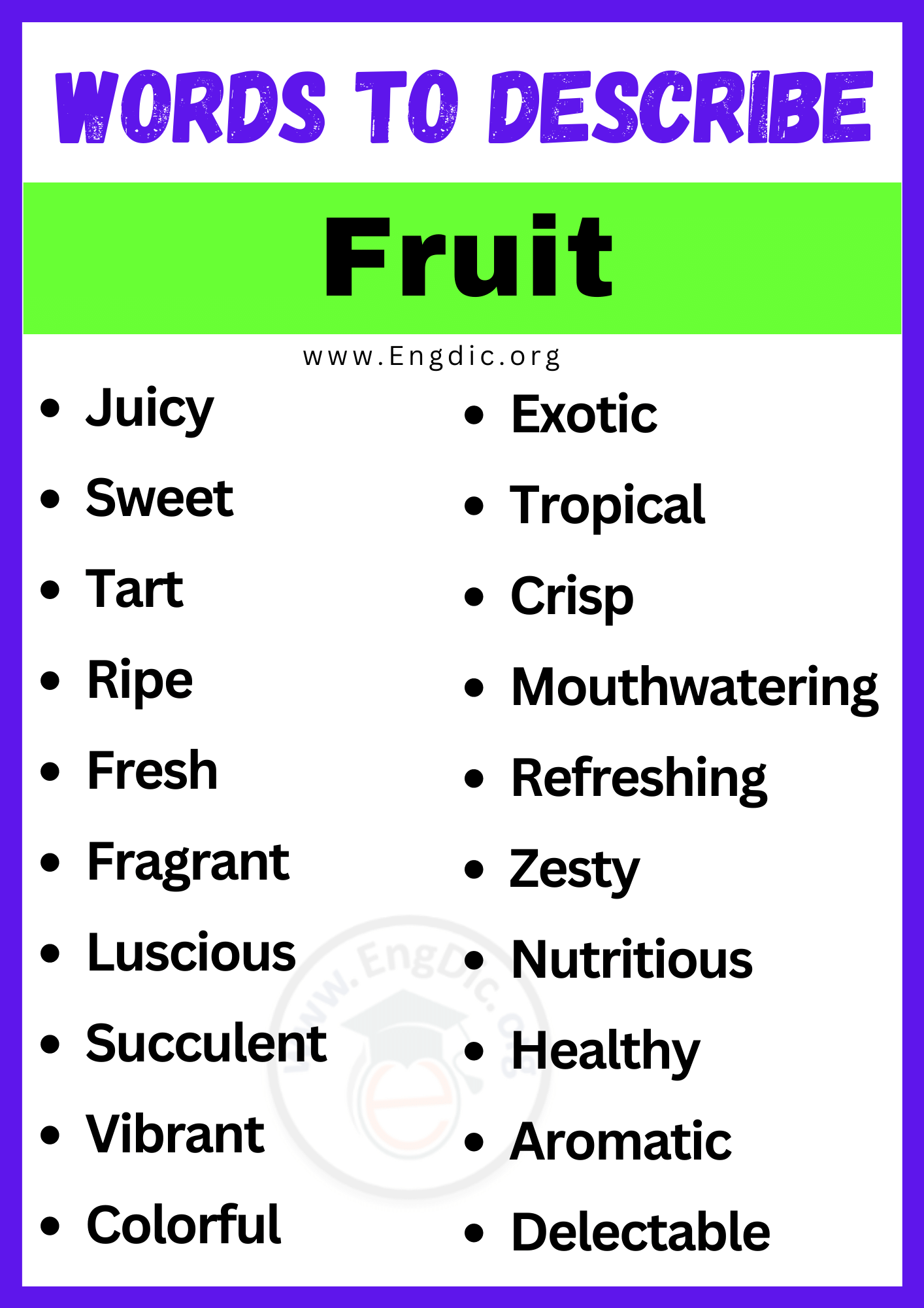 Words to Describe Fruit