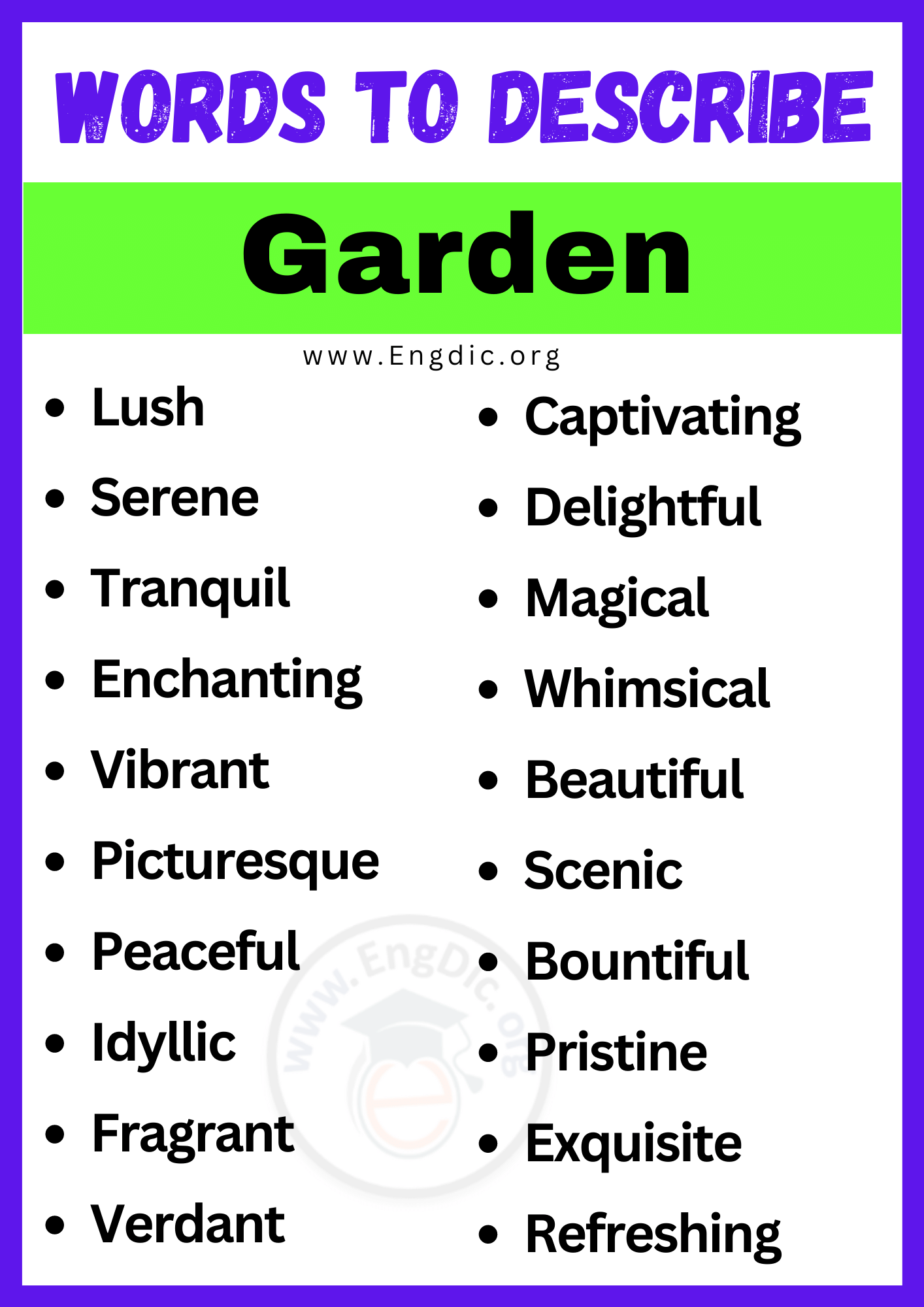 Words to Describe Garden