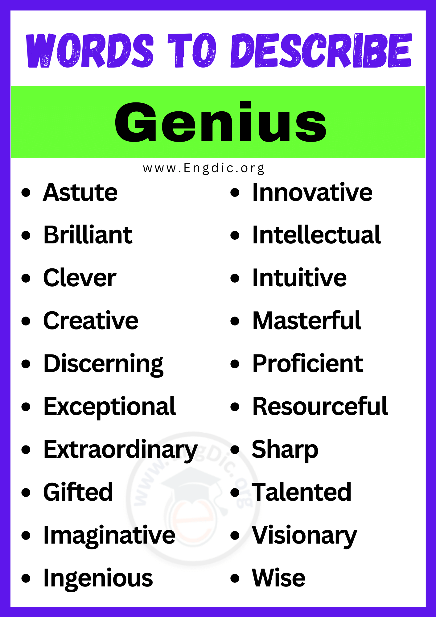 Words to Describe Genius