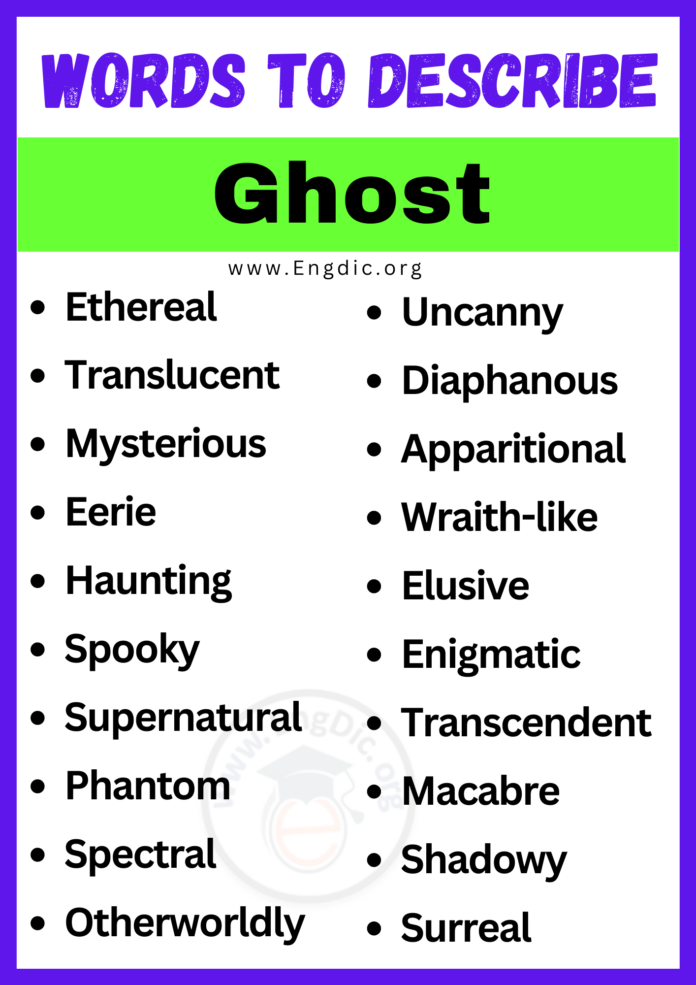 Words to Describe Ghost