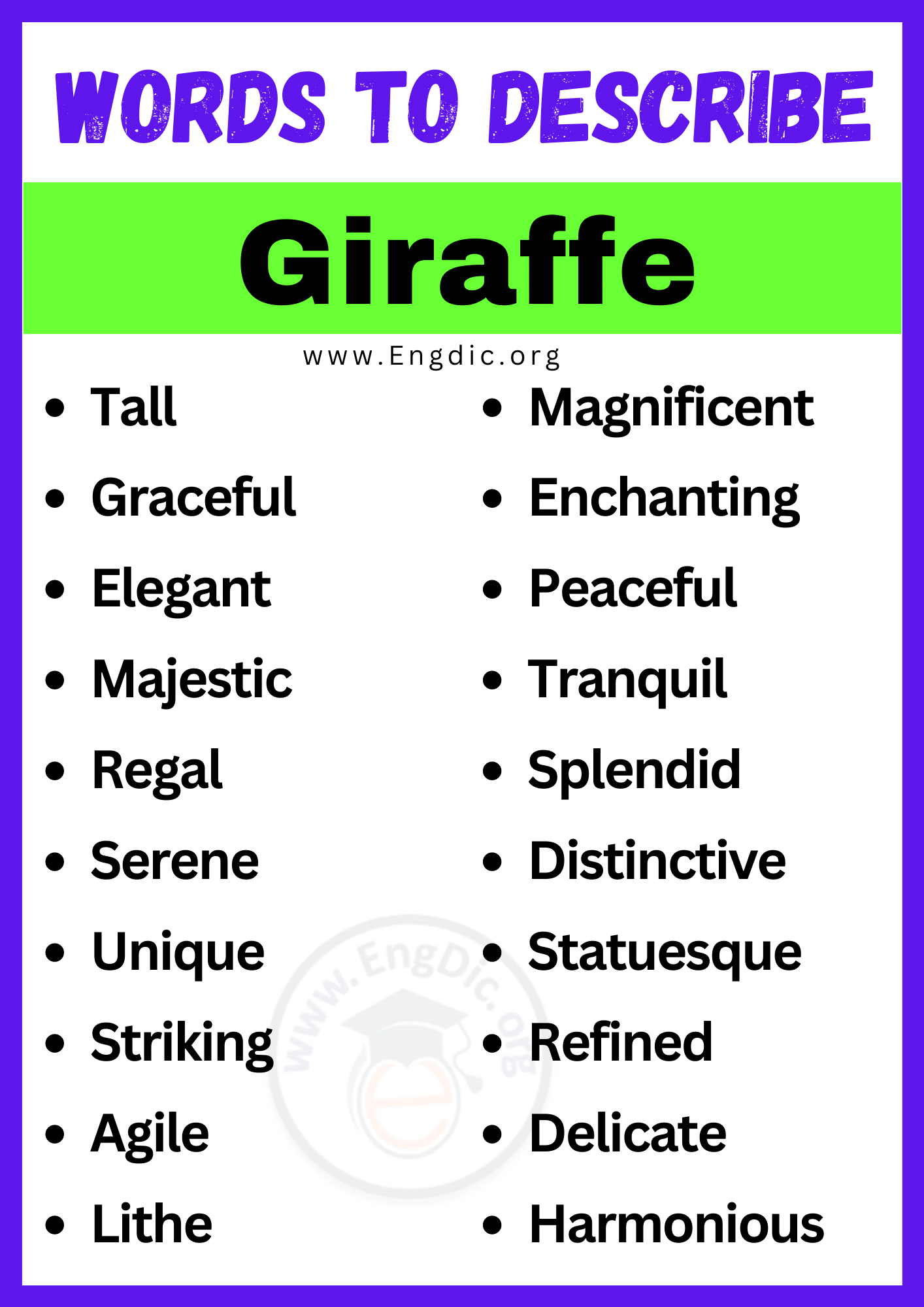 Words to Describe Giraffe