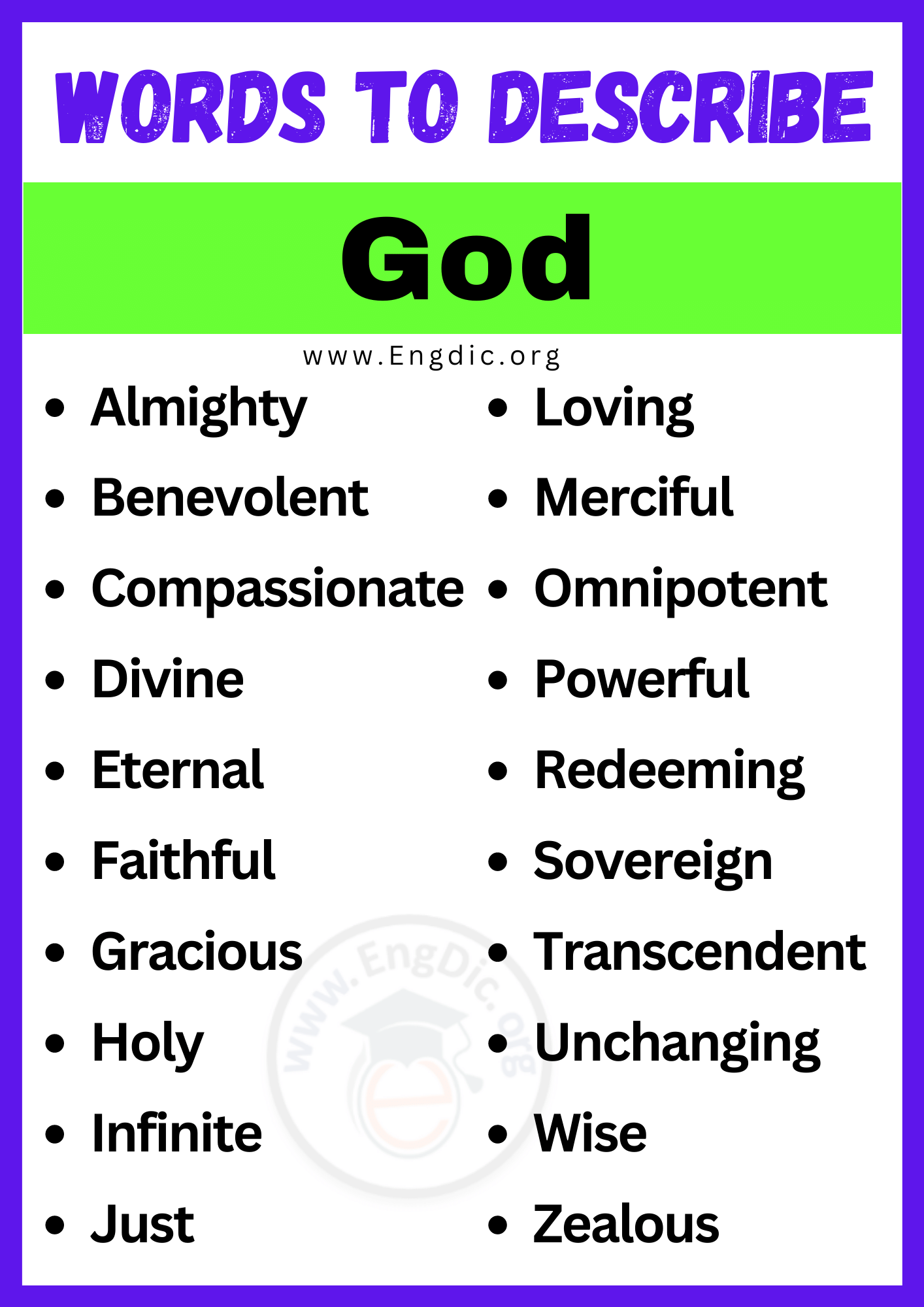 20+ Best Words to Describe God, Adjectives for God - EngDic