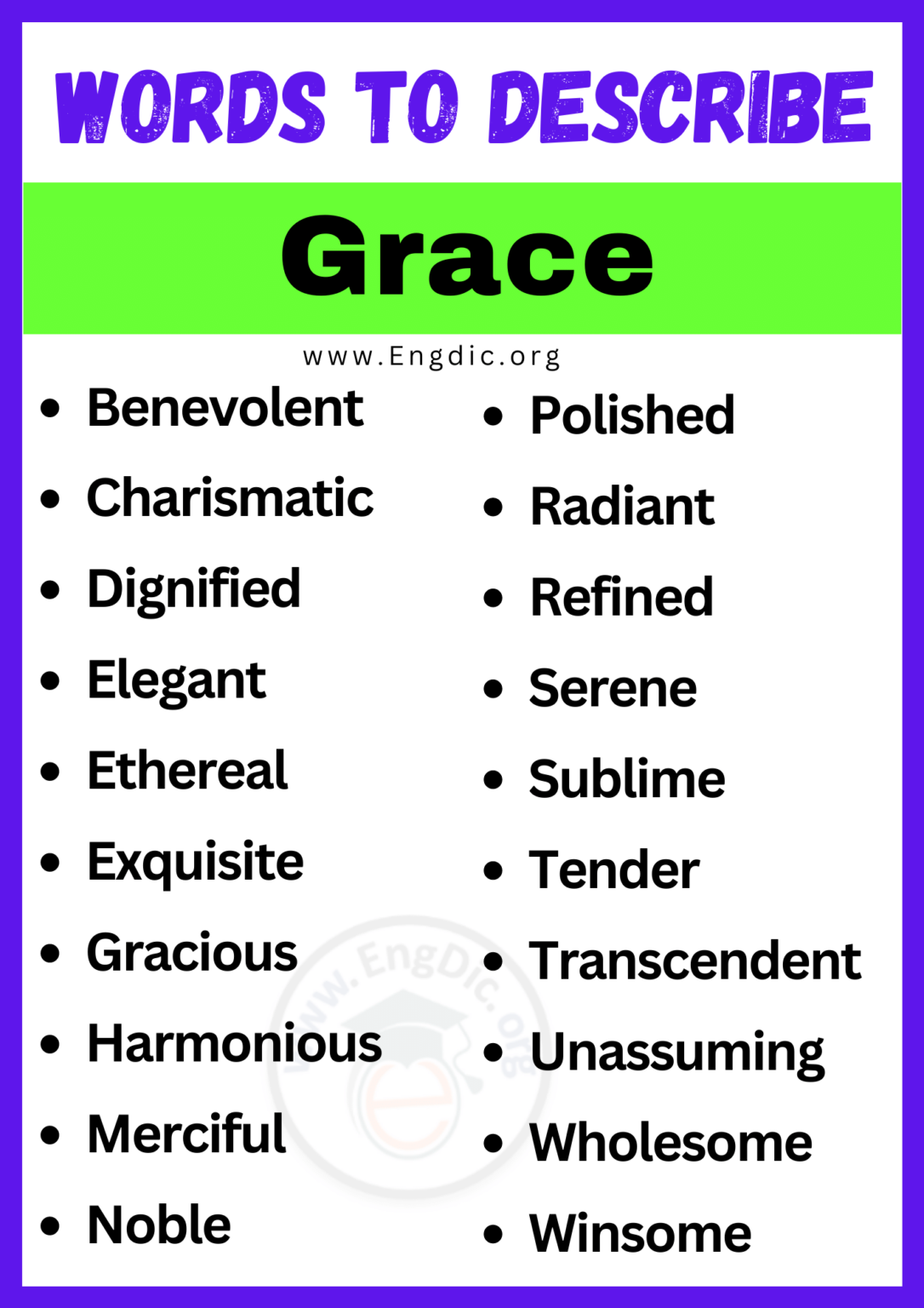 20+ Best Words to Describe Grace, Adjectives for Grace EngDic