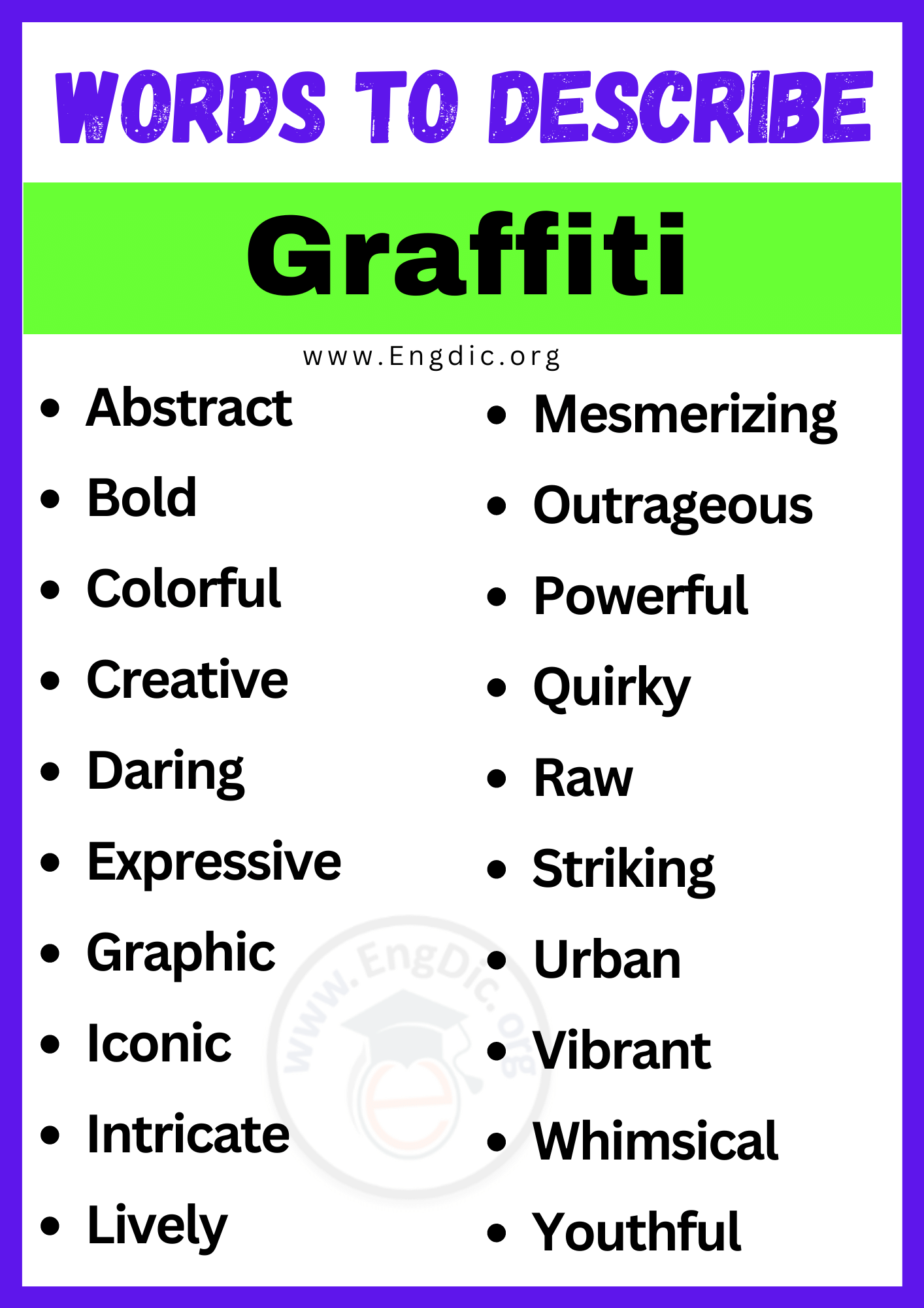 Words to Describe Graffiti