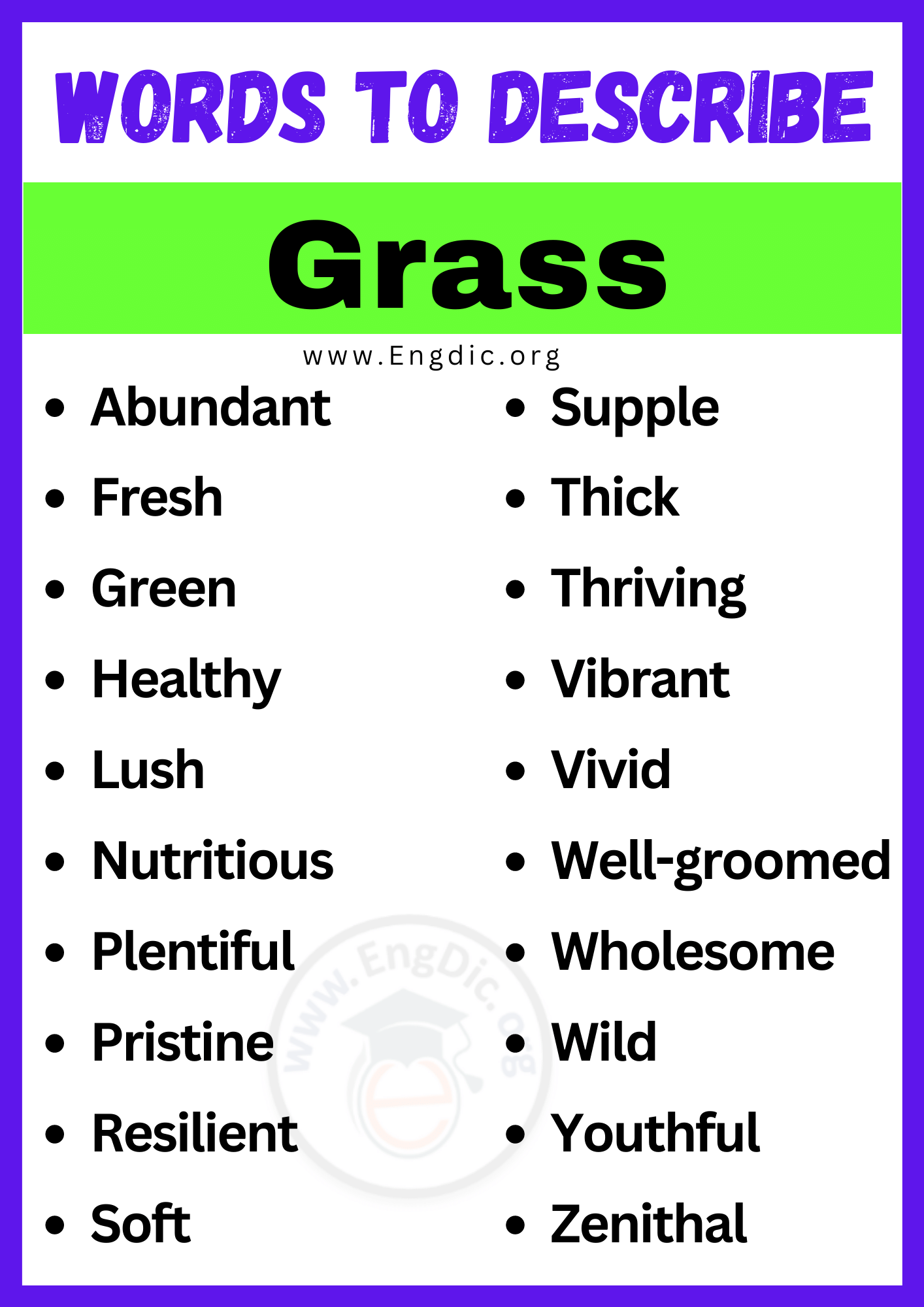 Words to Describe Grass