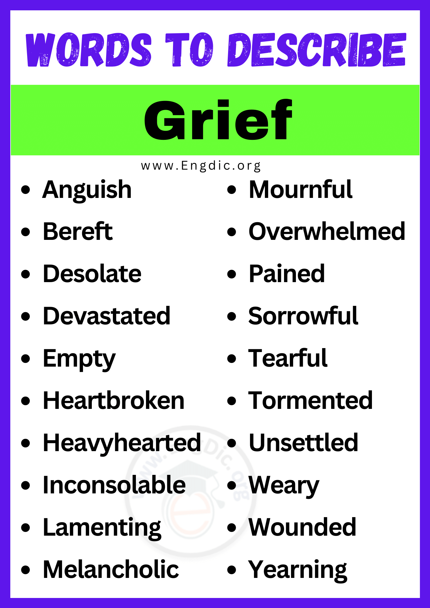 Words to Describe Grief