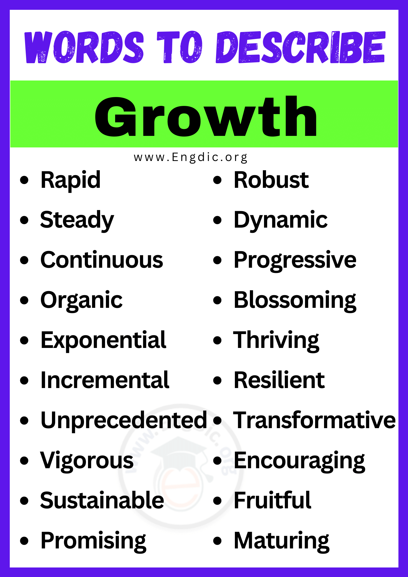Words to Describe Growth