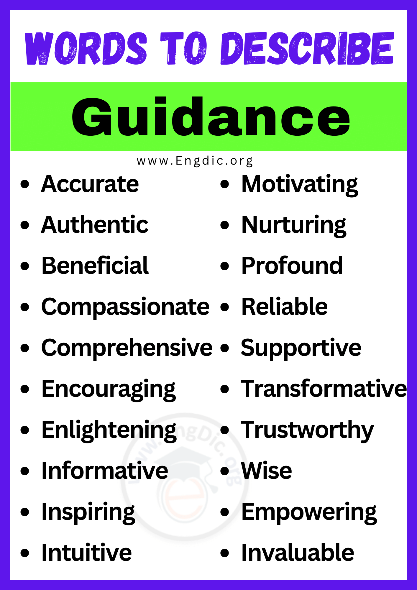 Words to Describe Guidance