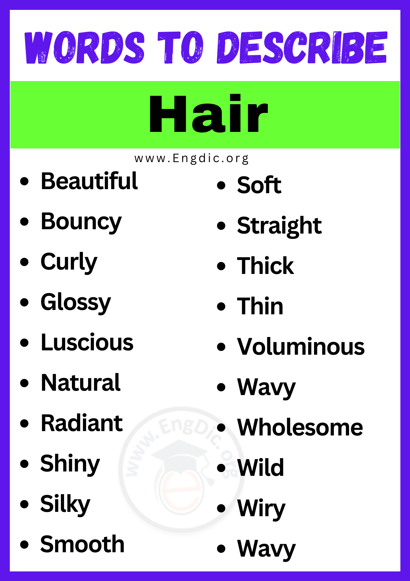 Words to Describe Hair