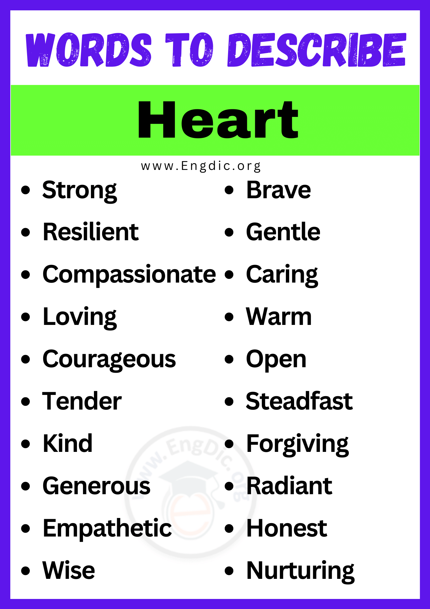 Words to Describe Heart