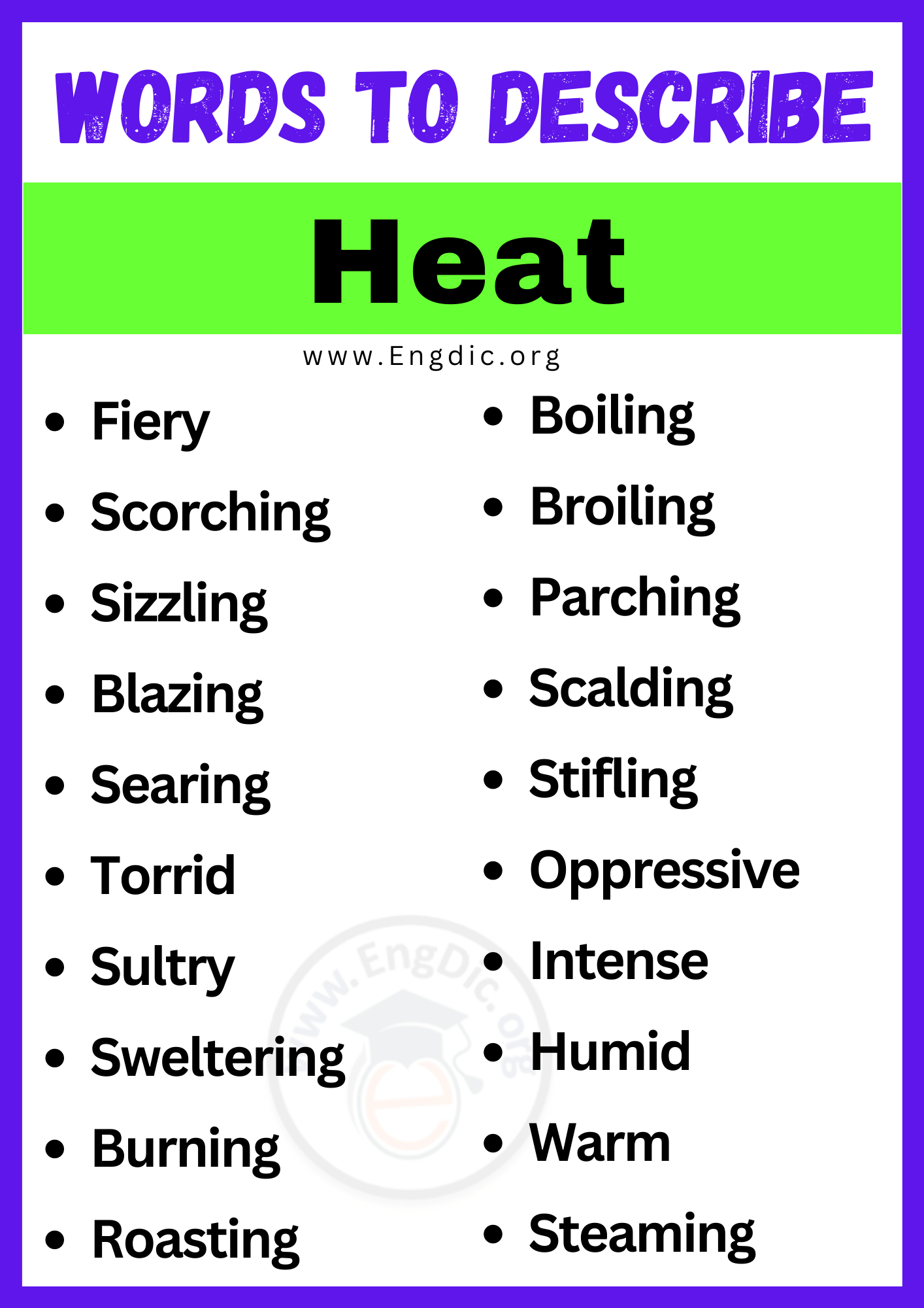 Words to Describe Heat