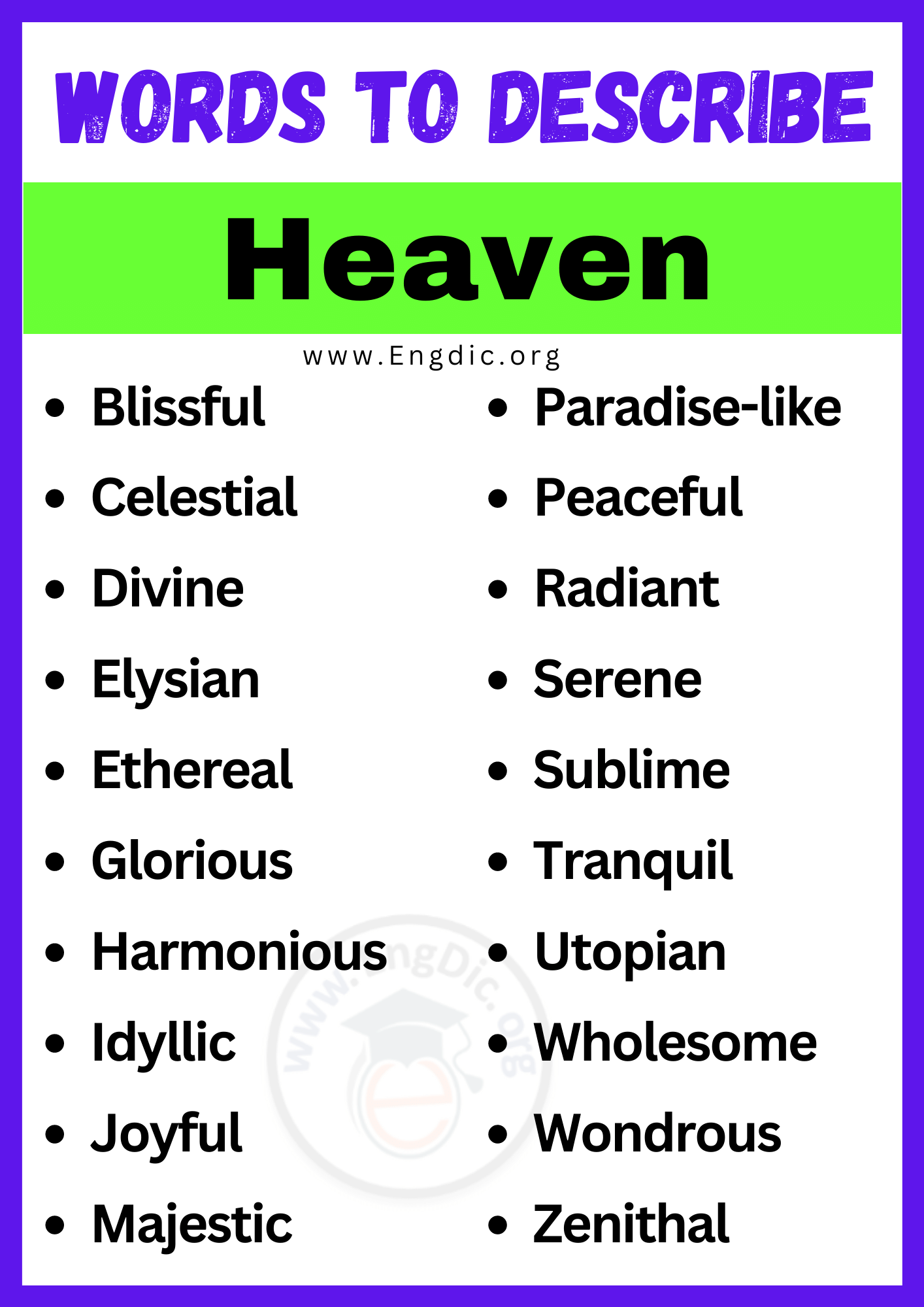 Words to Describe Heaven