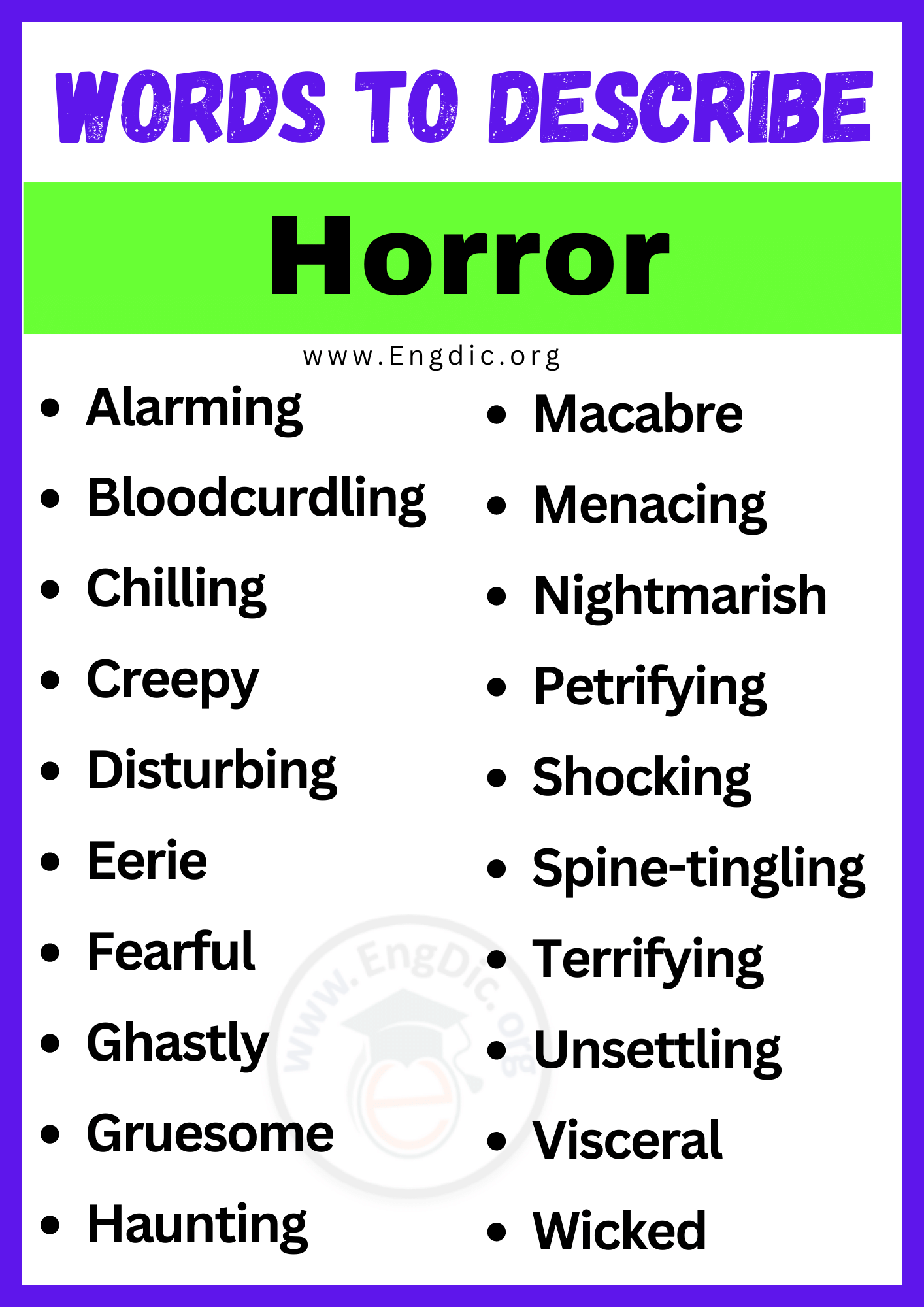 Words to Describe Horror
