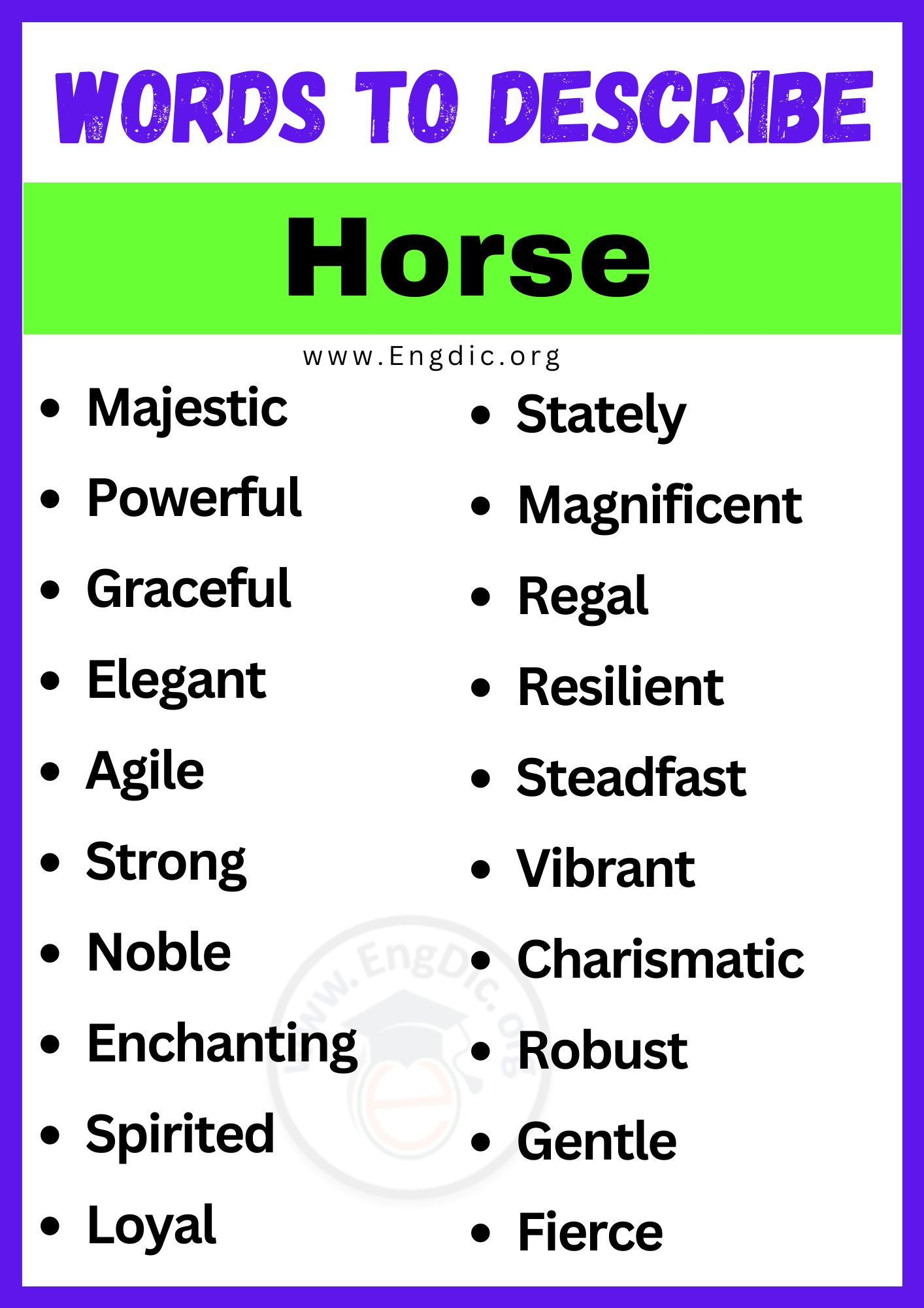 Words to Describe Horse