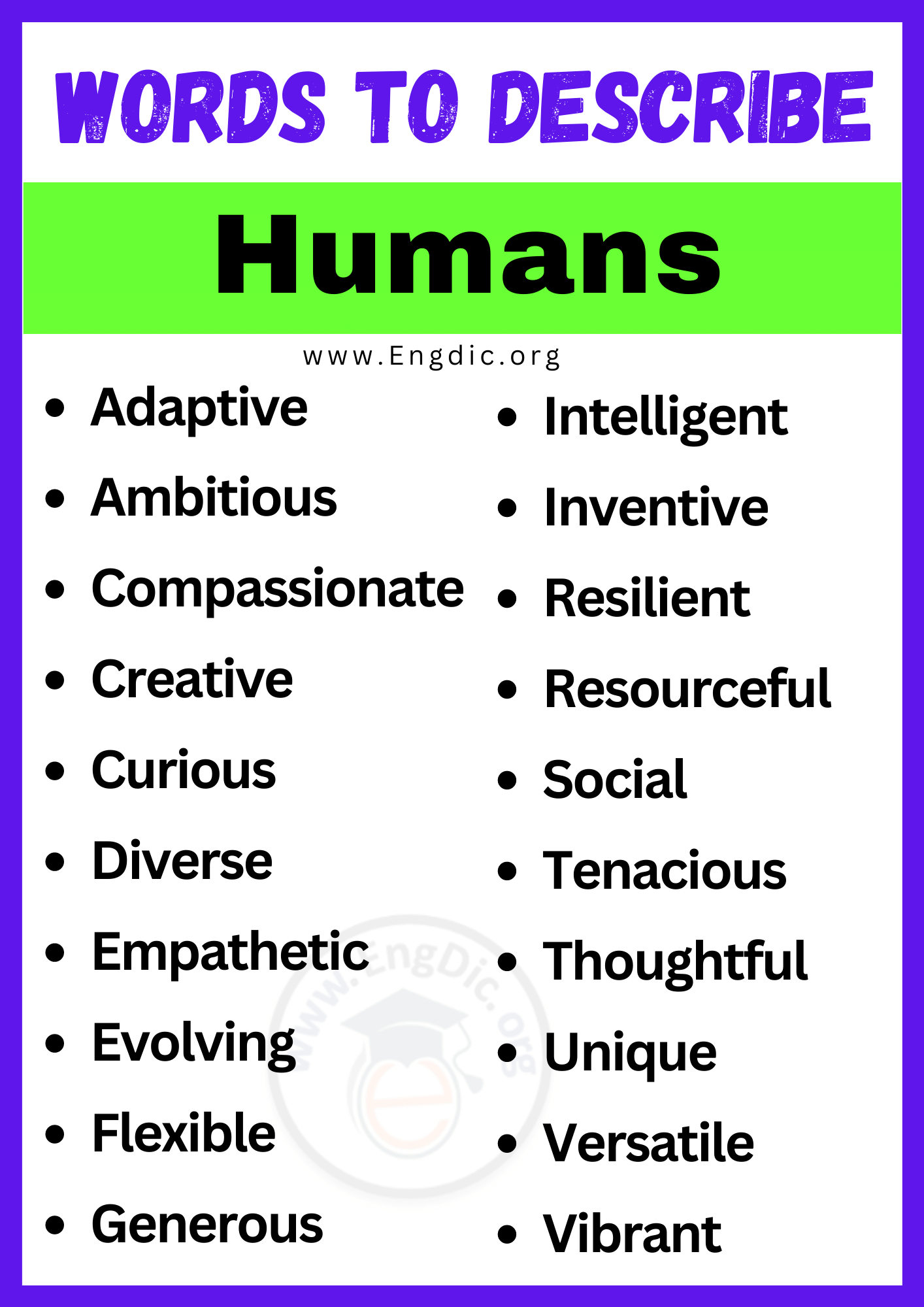 Words to Describe Humans