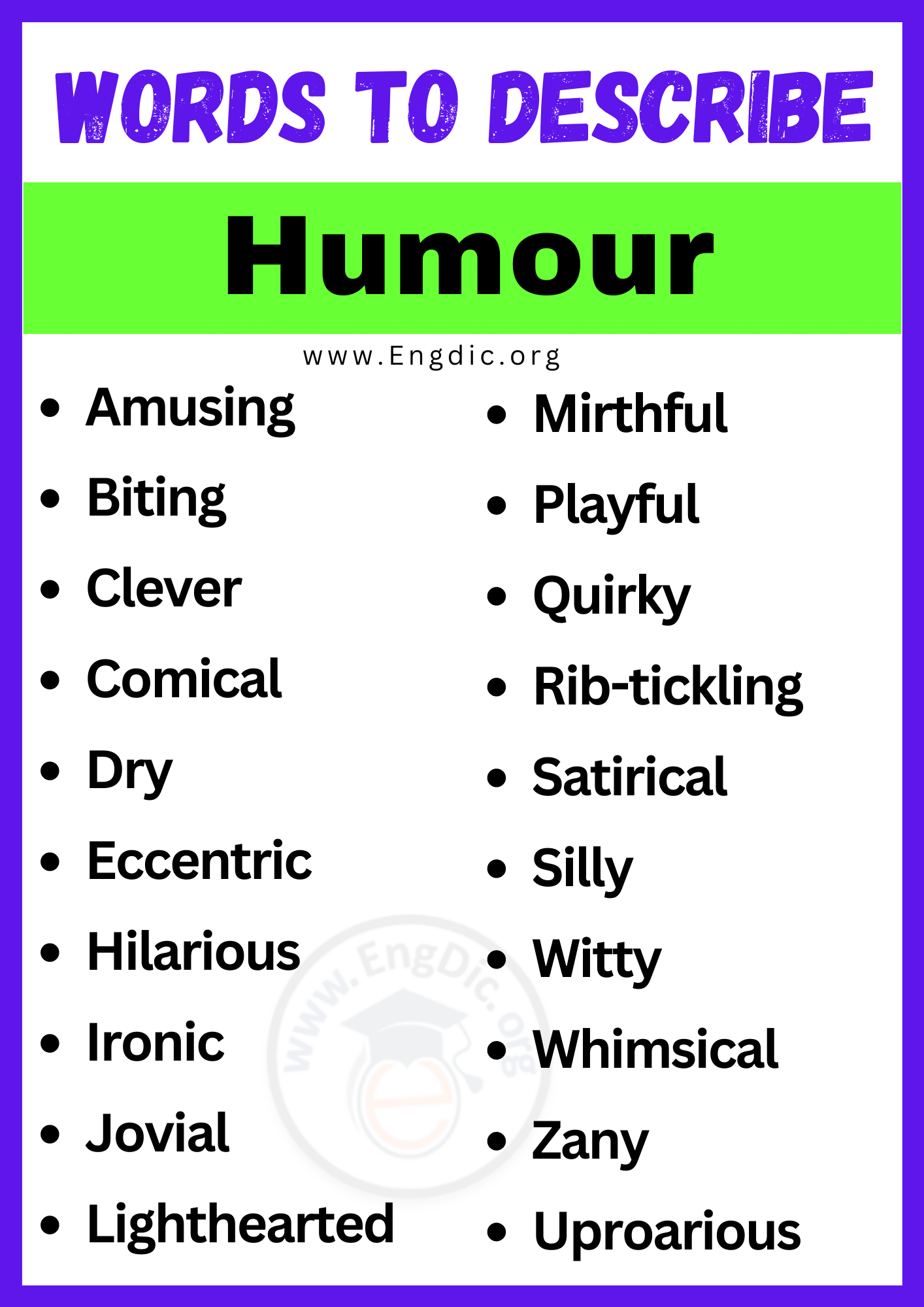 Words to Describe Humour