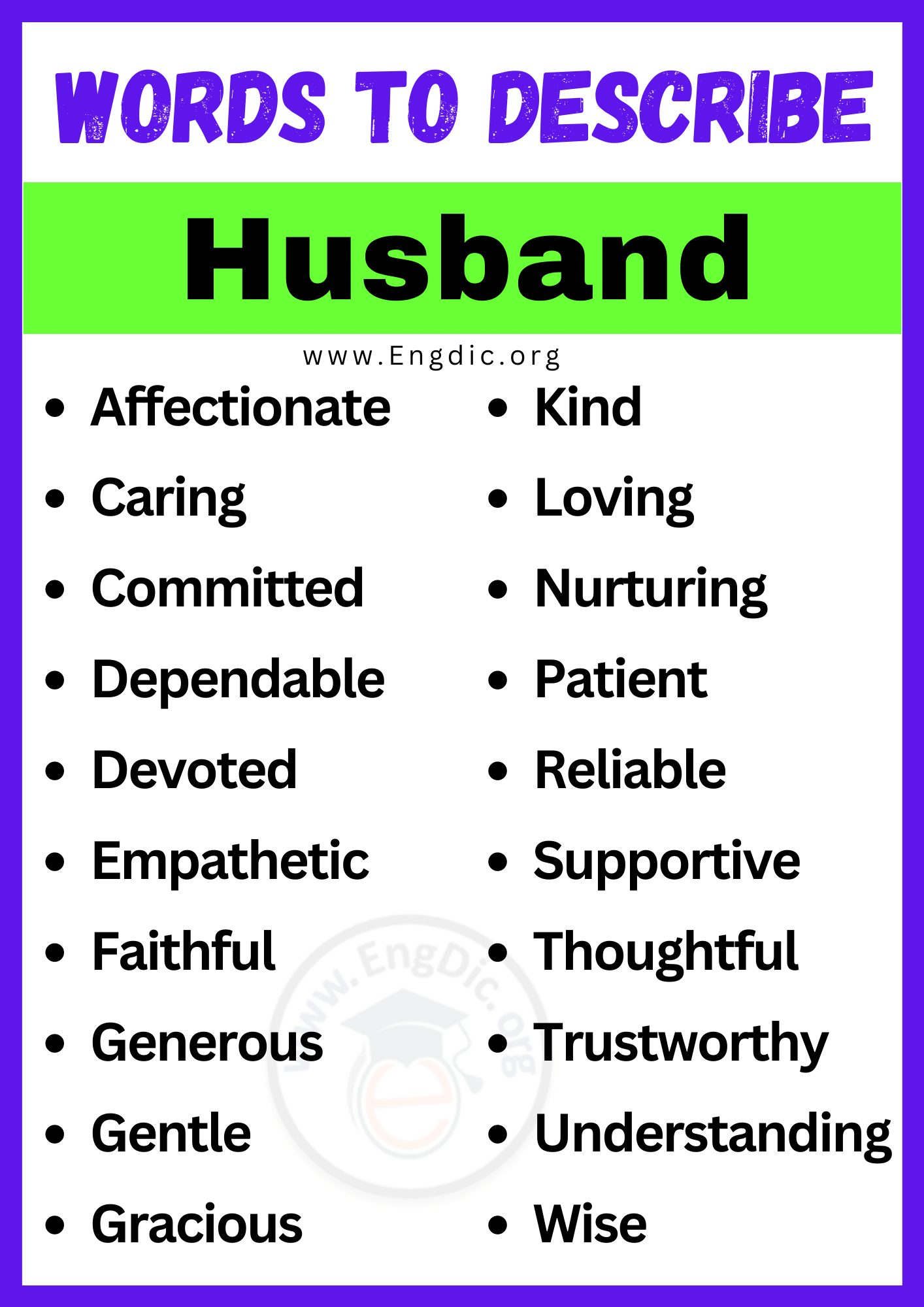 Words to Describe Husband