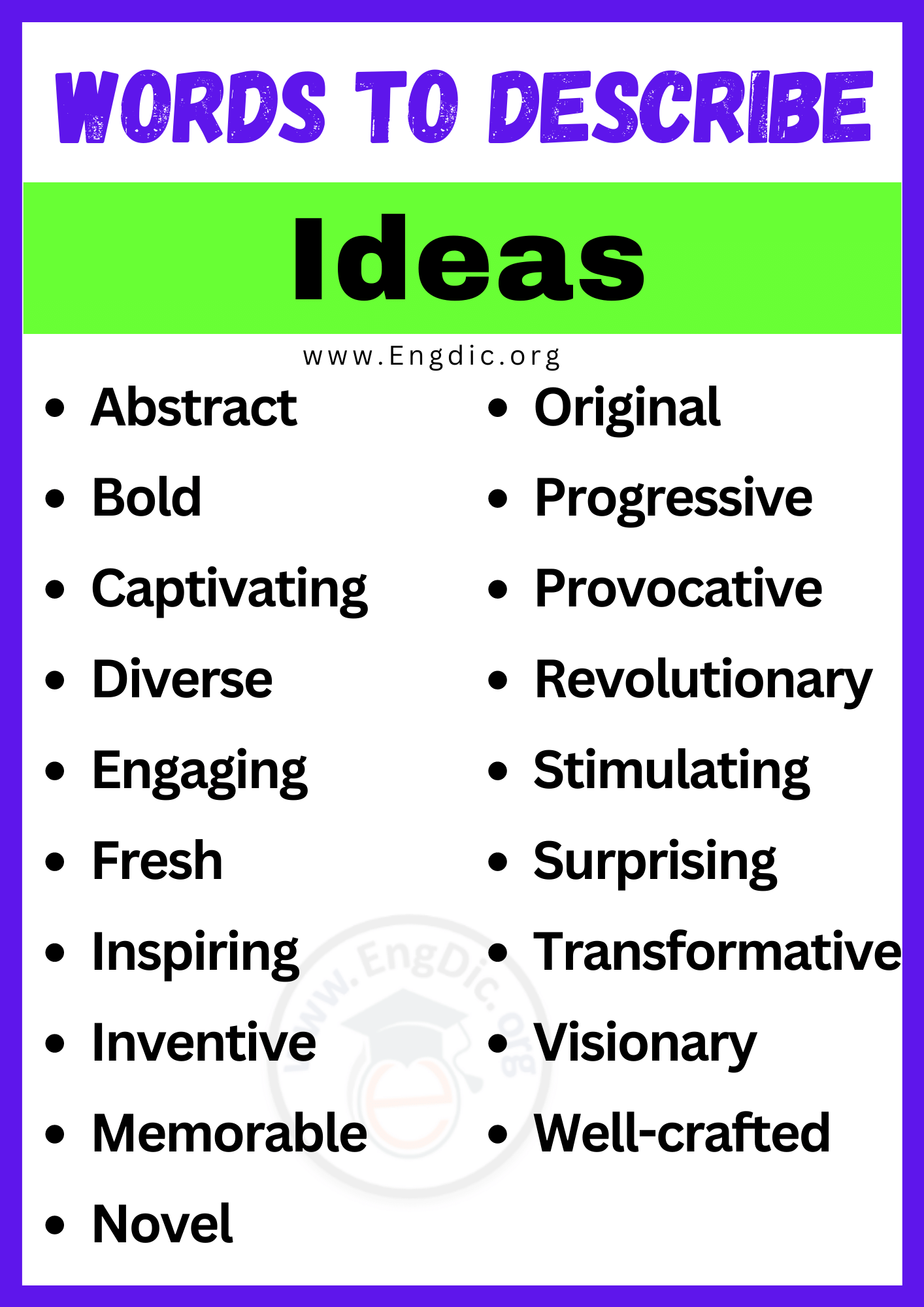 Words to Describe Ideas