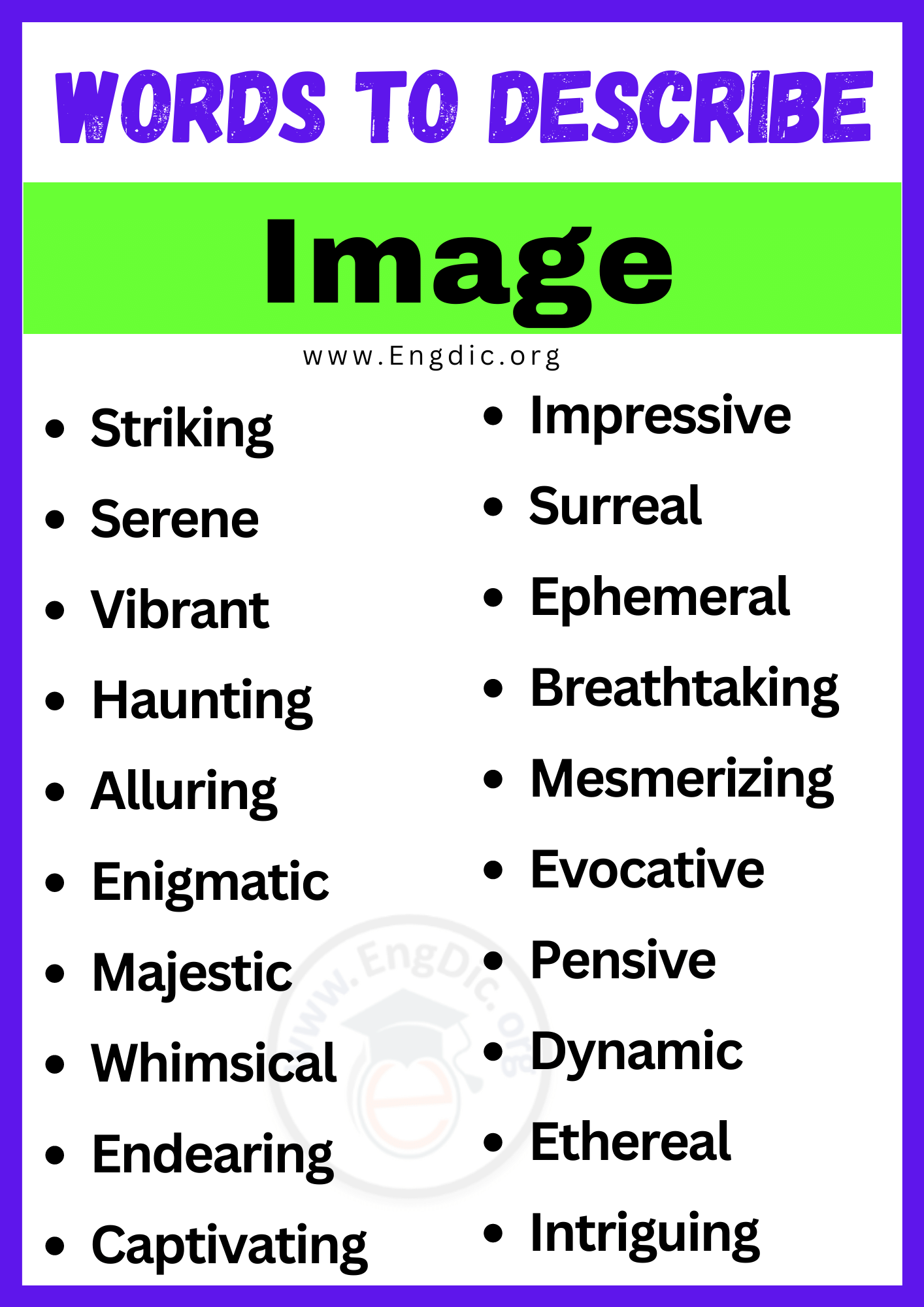 Words to Describe Image
