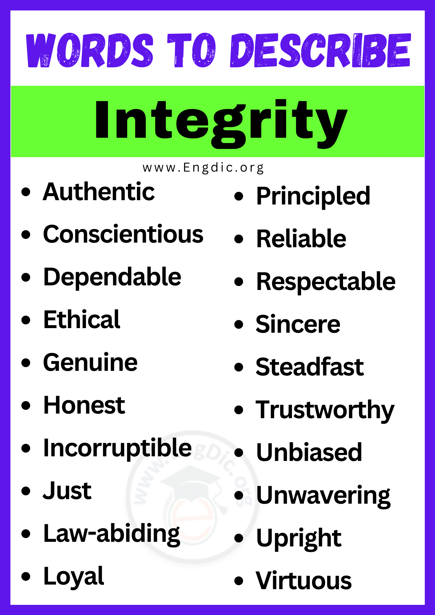 Words to Describe Integrity