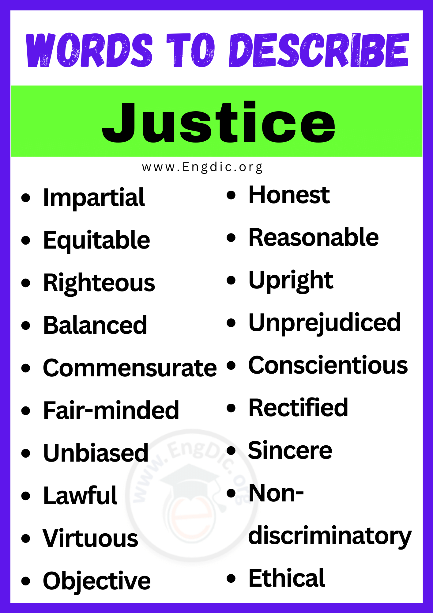 Words to Describe Justice