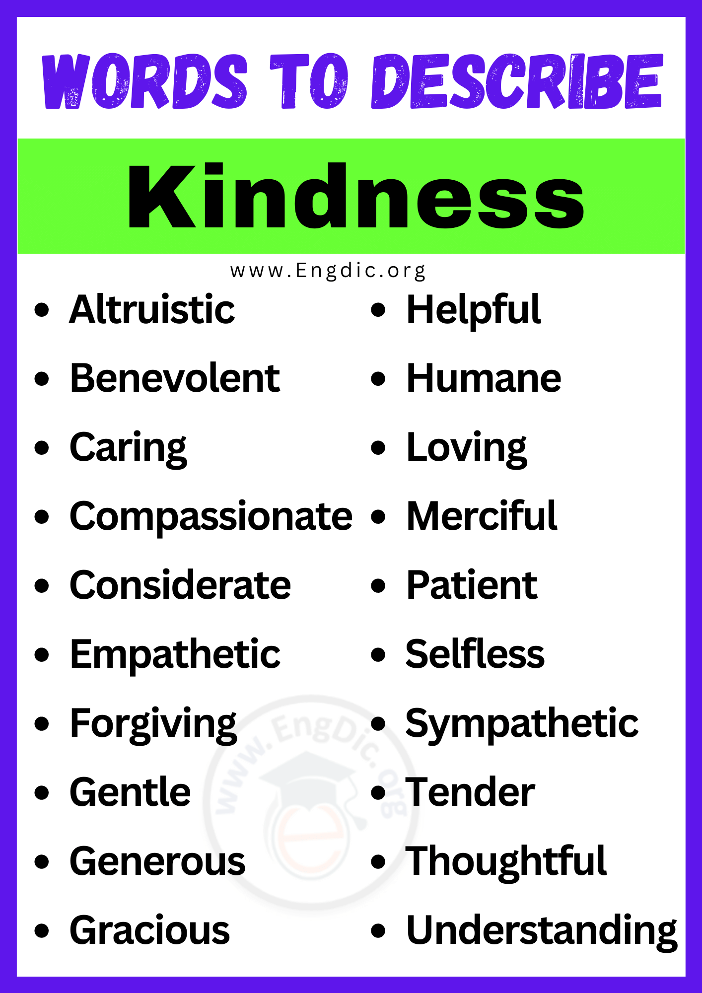 Words to Describe Kindness