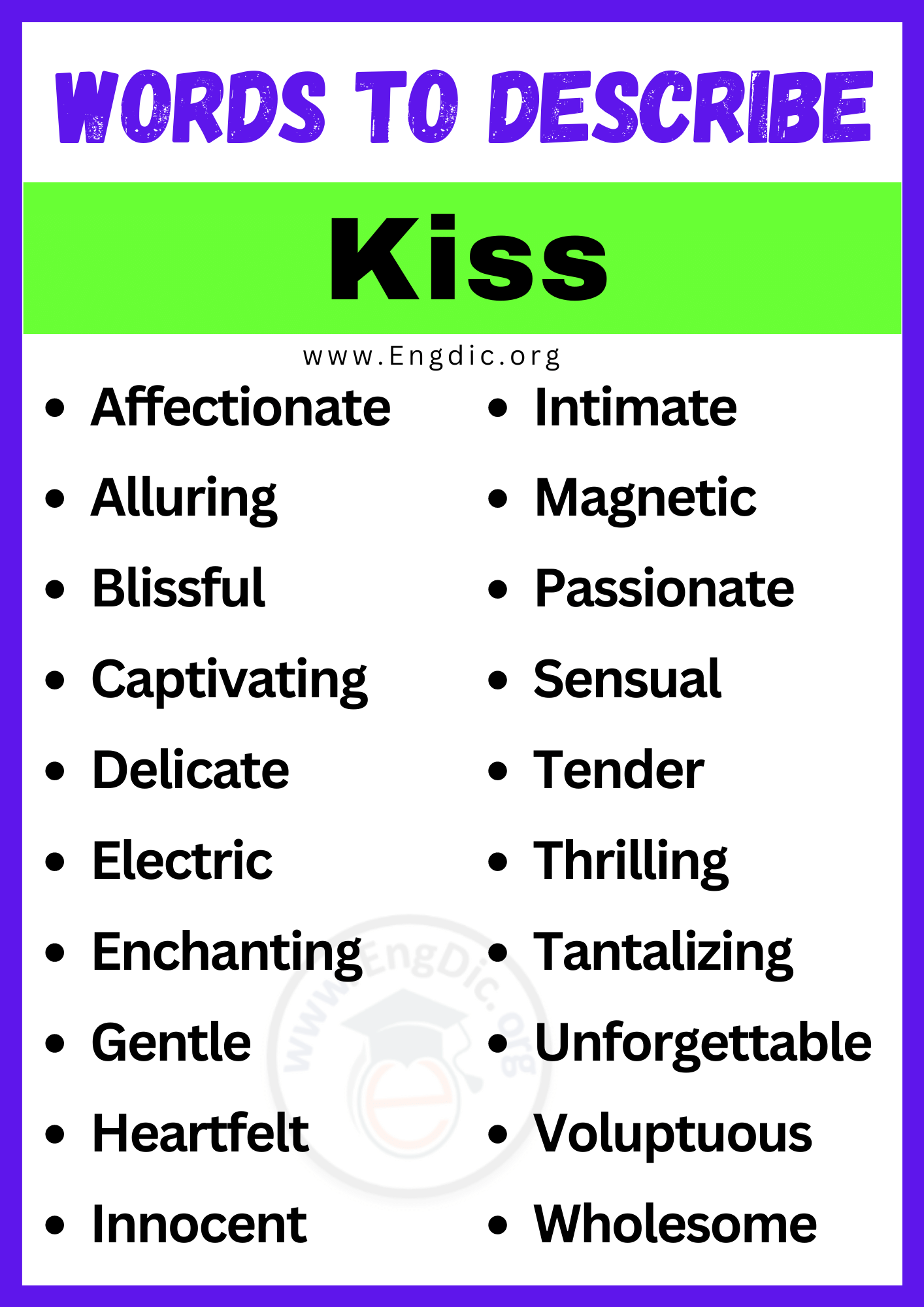 Words to Describe Kiss