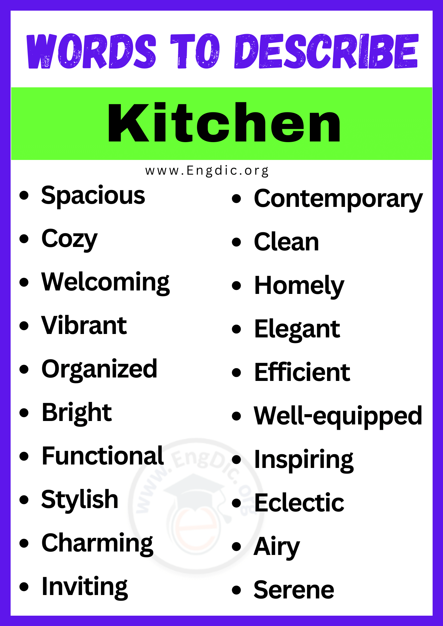 Words to Describe Kitchen