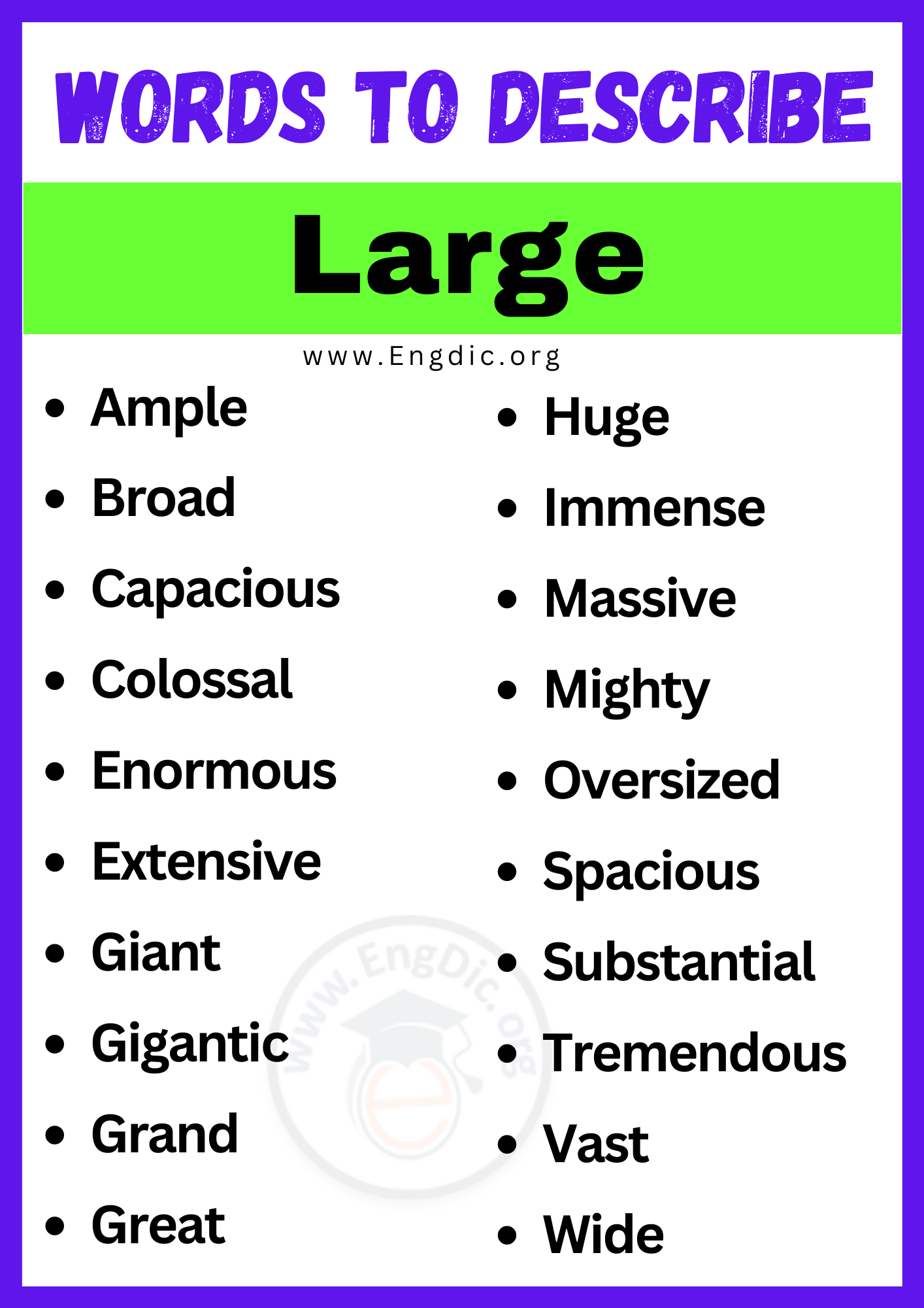 Words to Describe Large