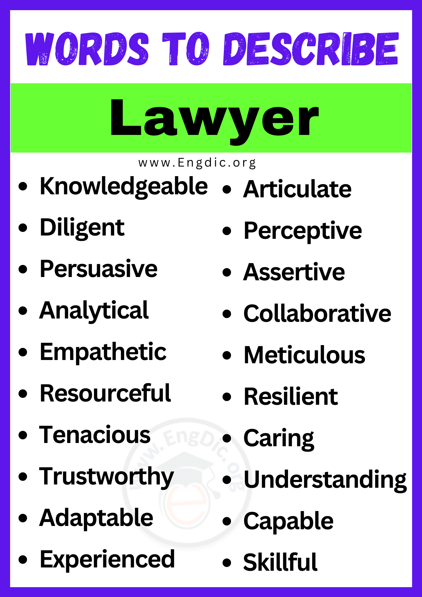 Words to Describe Lawyer