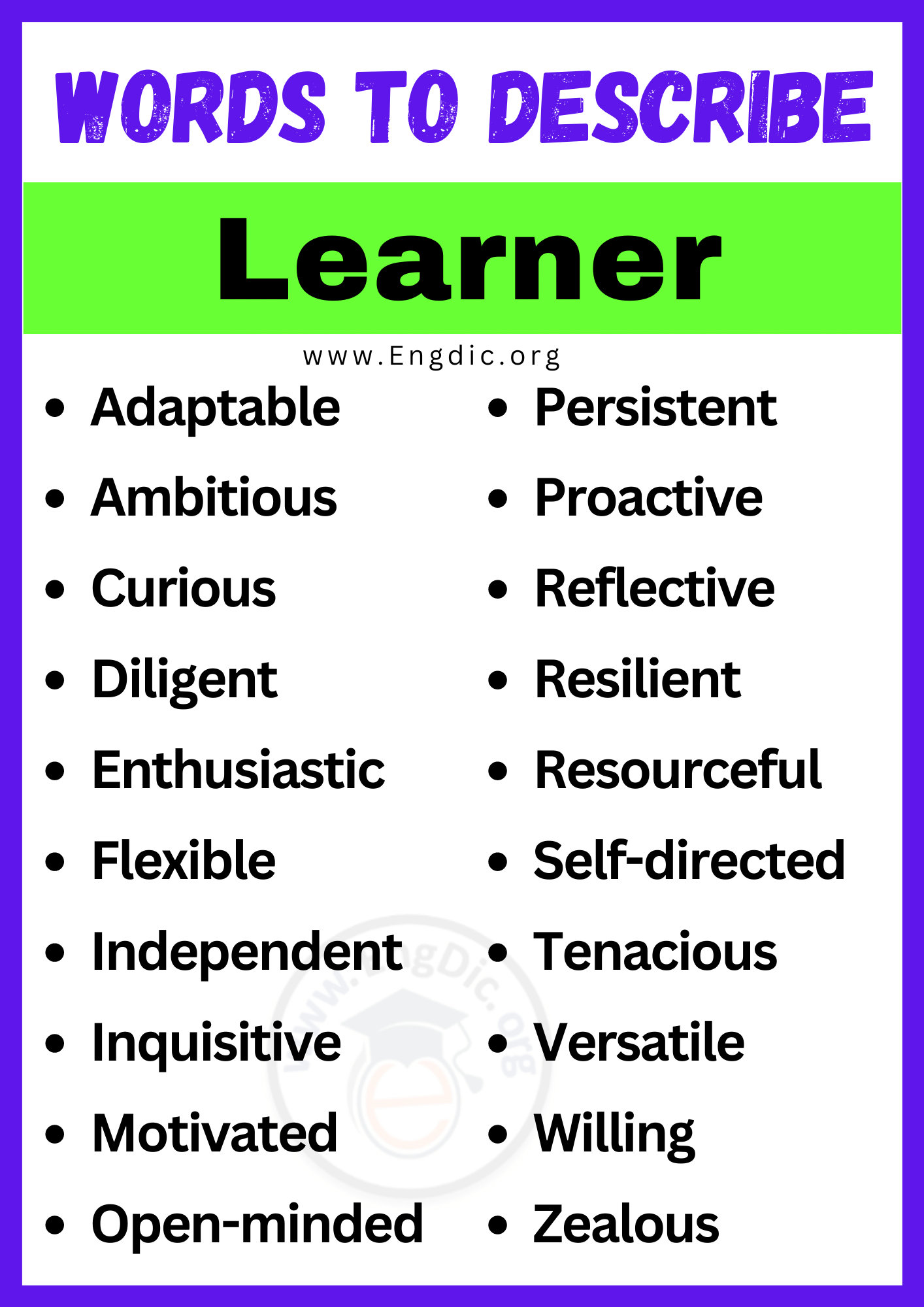 Words to Describe Learner