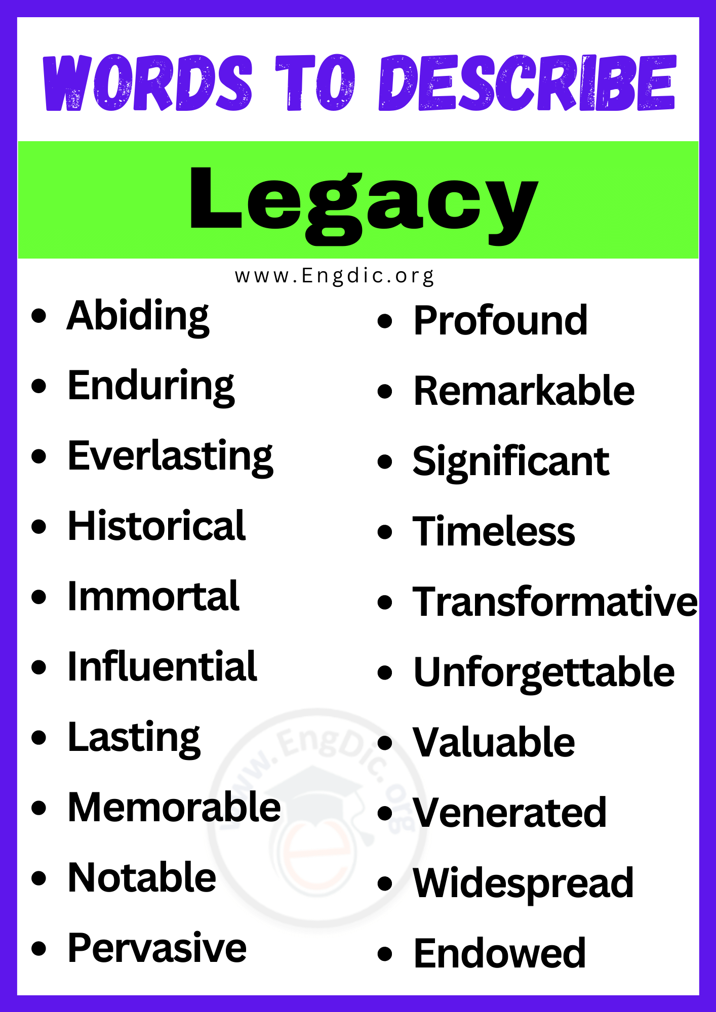 Words to Describe Legacy