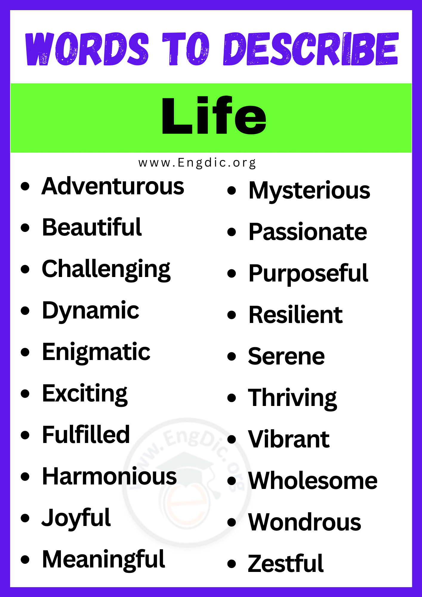 Words to Describe Life