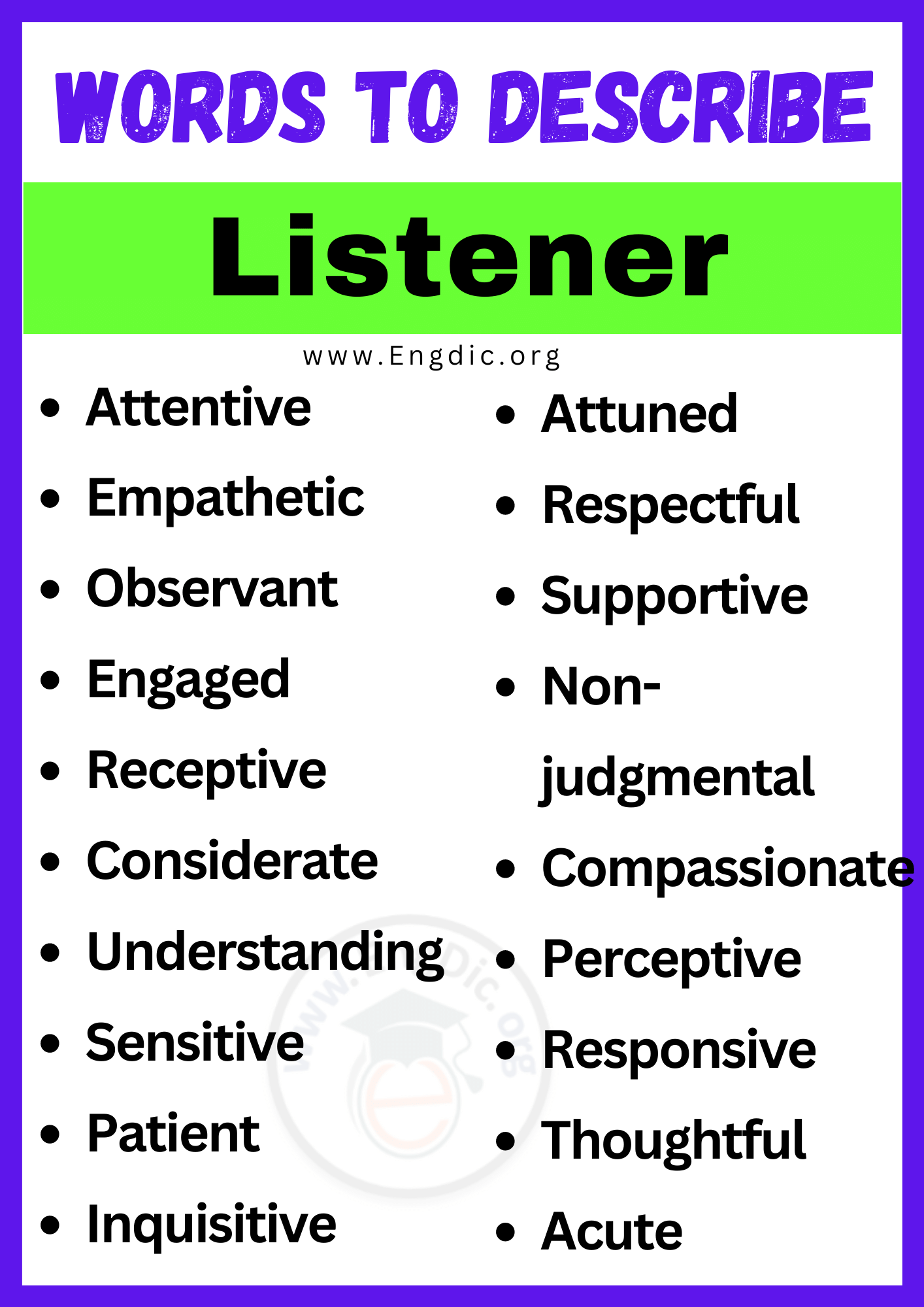 Words to Describe Listener