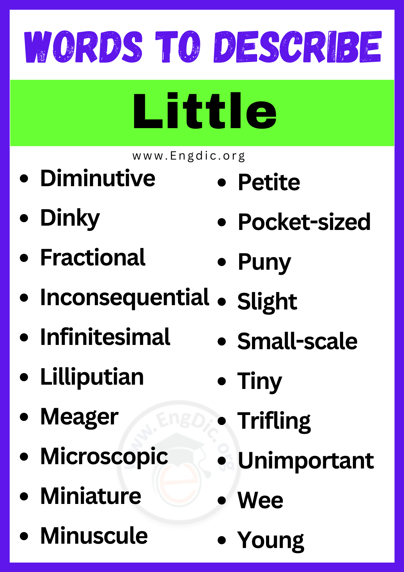 Words to Describe Little