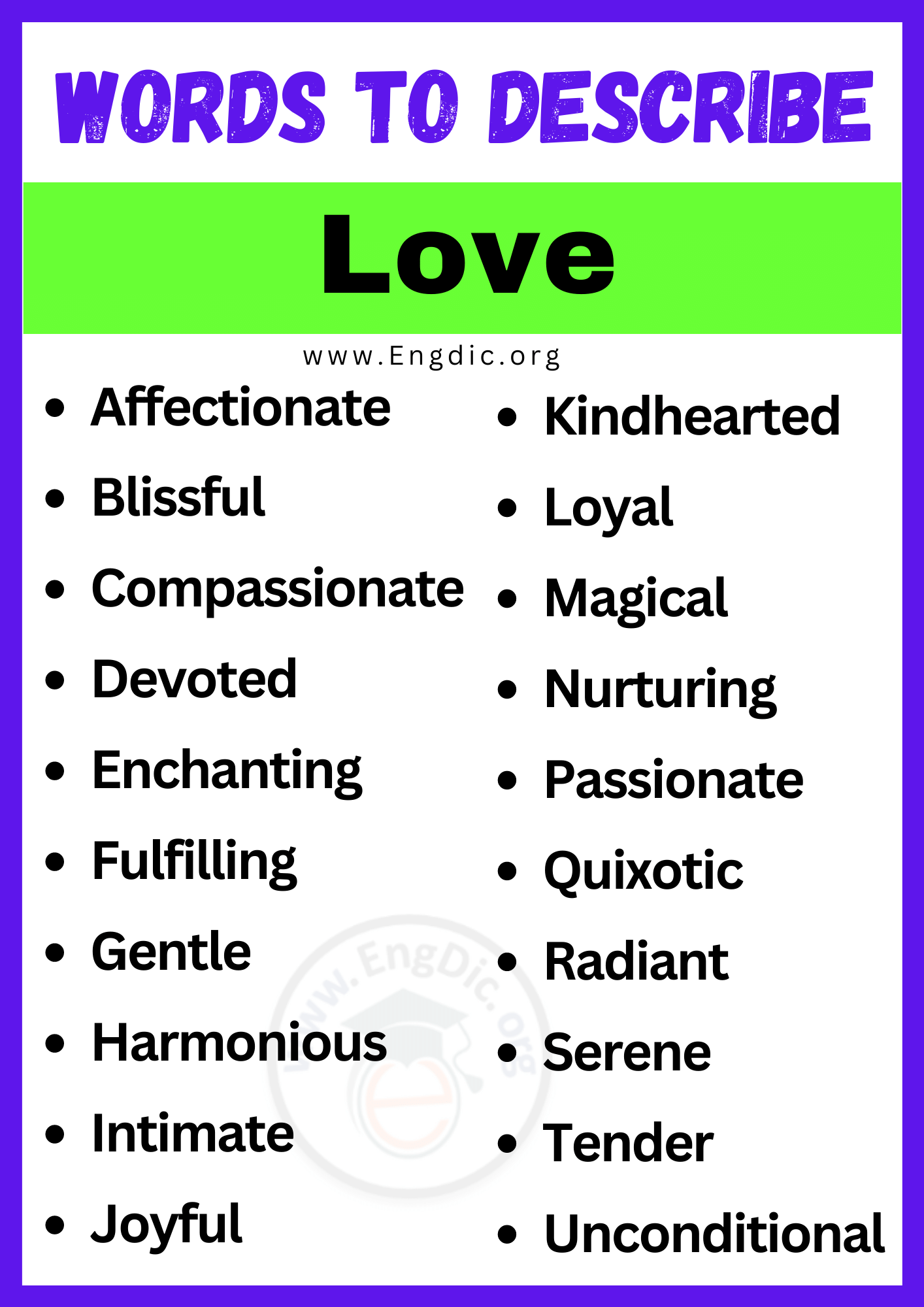 Words to Describe Love