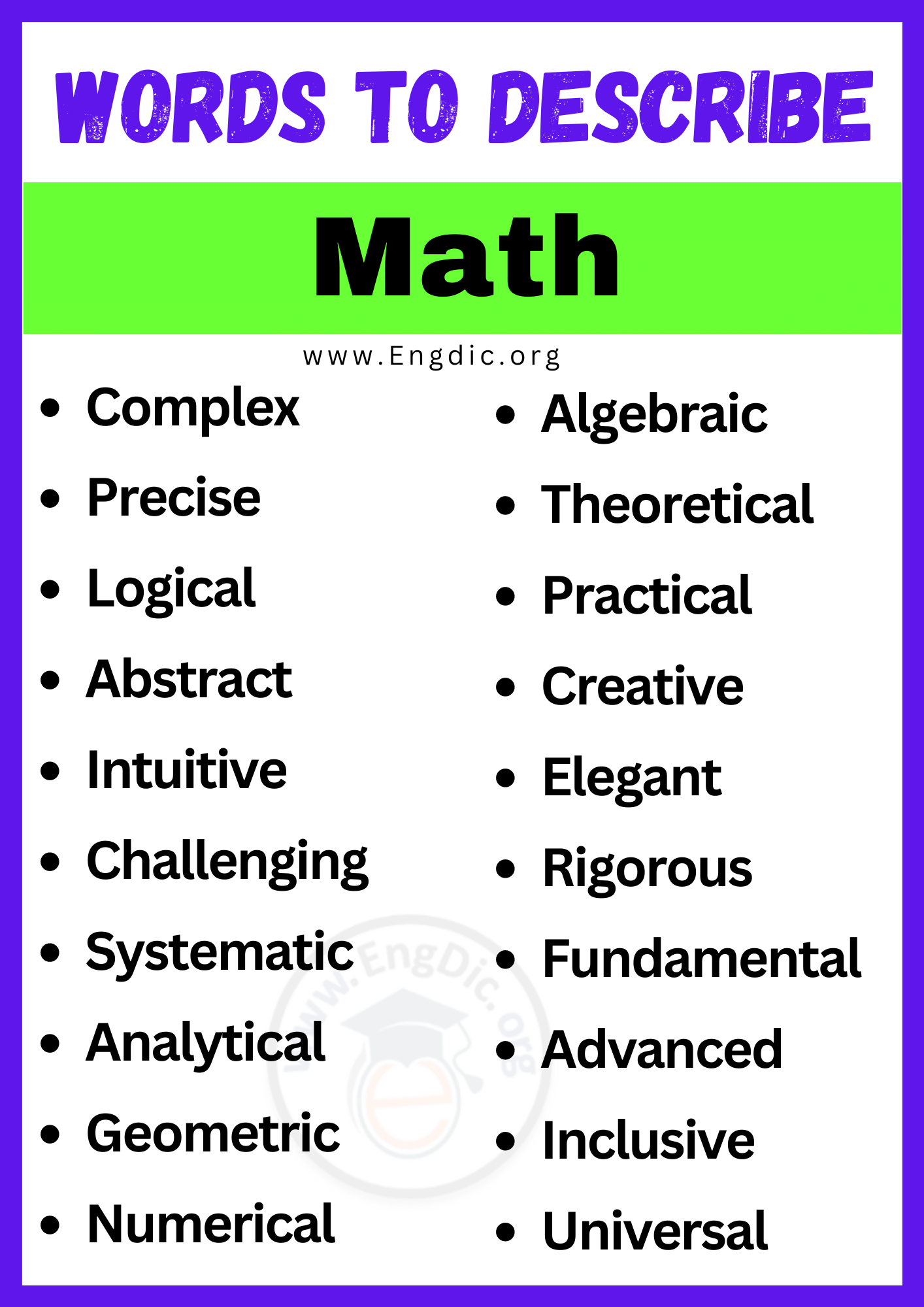 Words to Describe Math