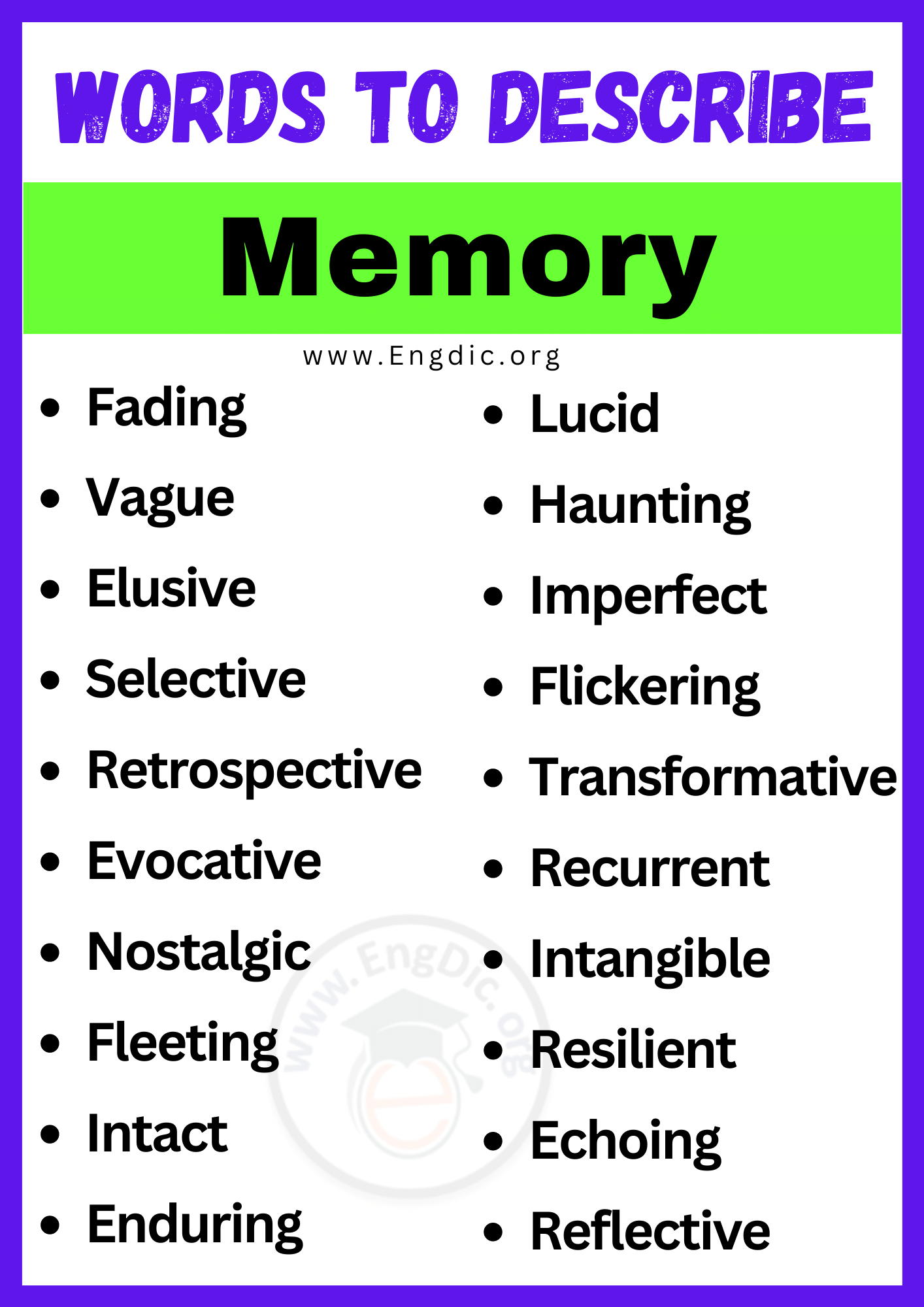 Words to Describe Memory