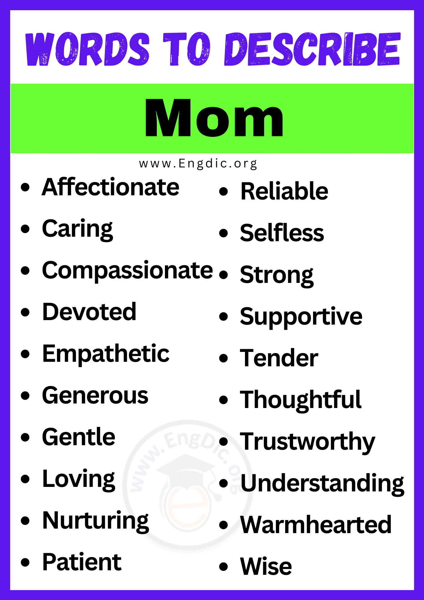 Words to Describe Mom
