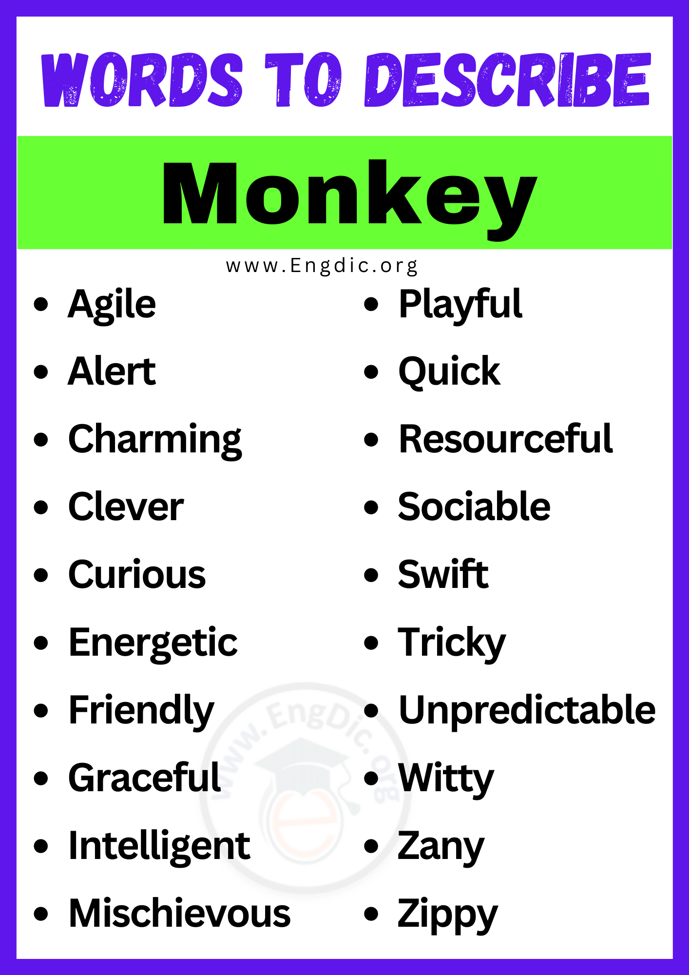 Words to Describe Monkey