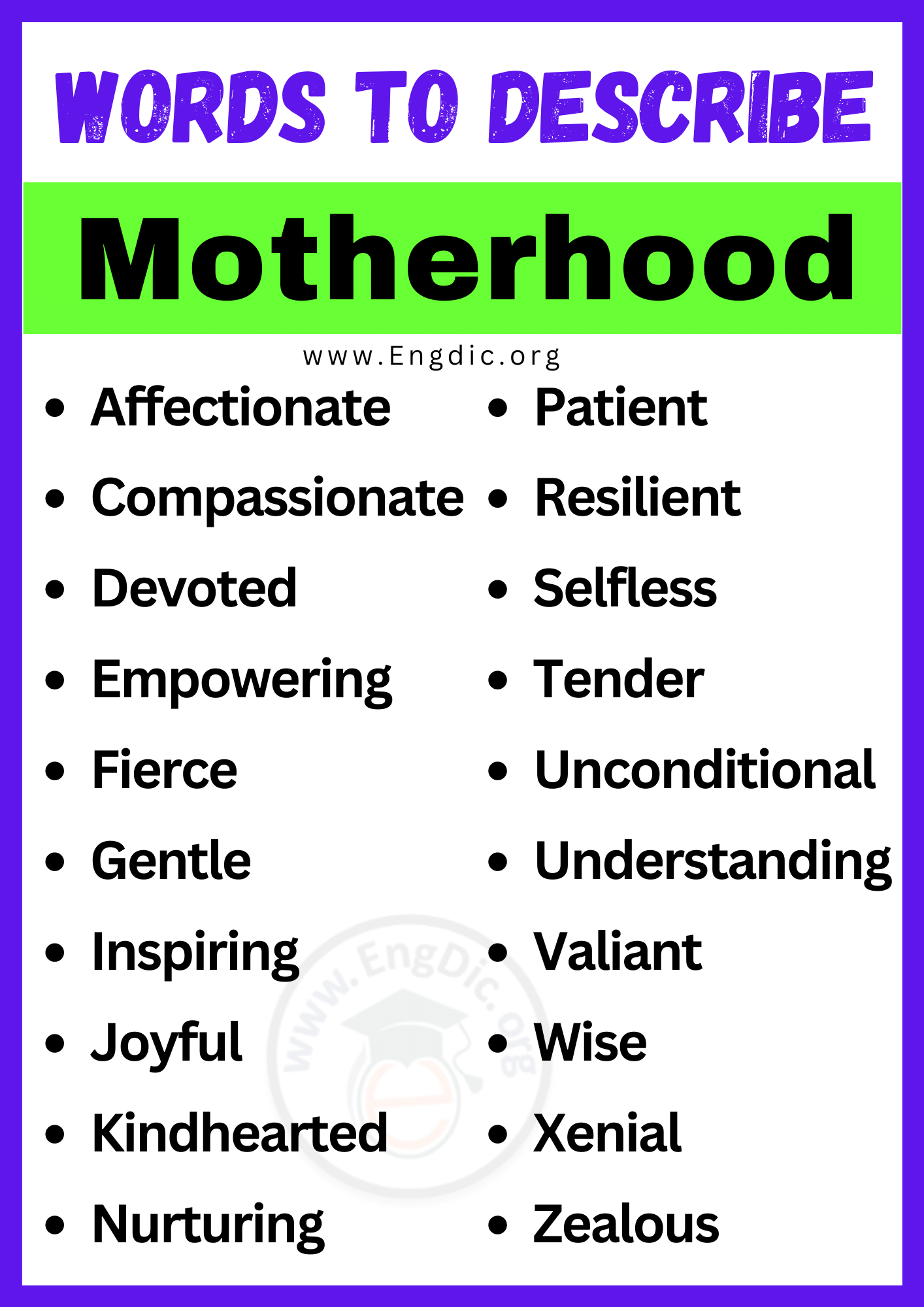 Words to Describe Motherhood