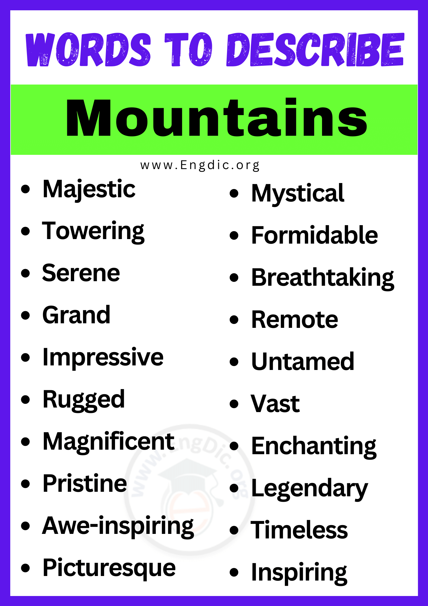 Words to Describe Mountains