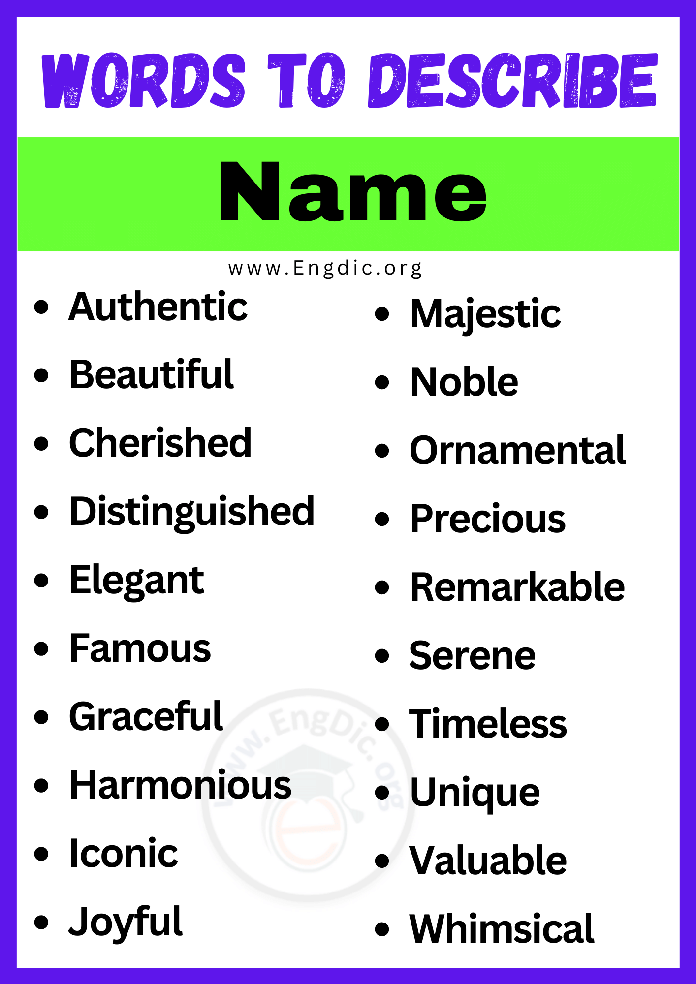 Words to Describe Name