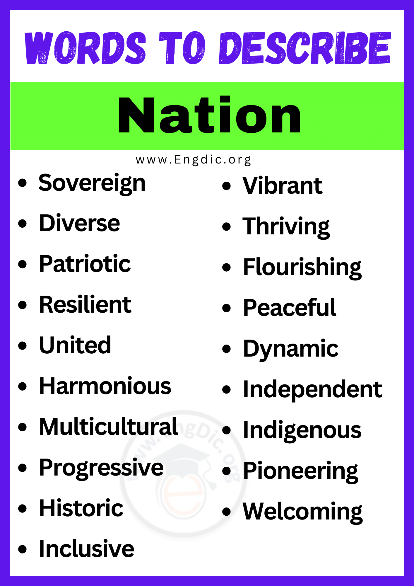 Words to Describe Nation