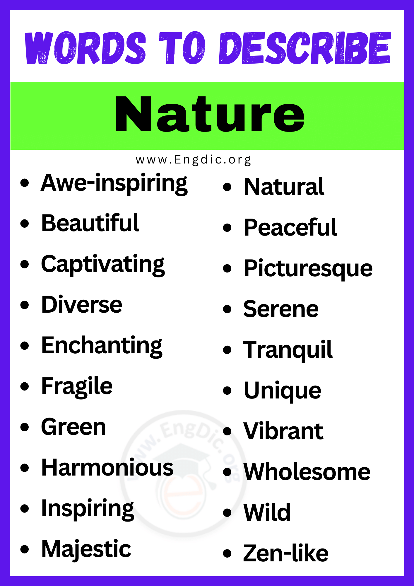 Words to Describe Nature
