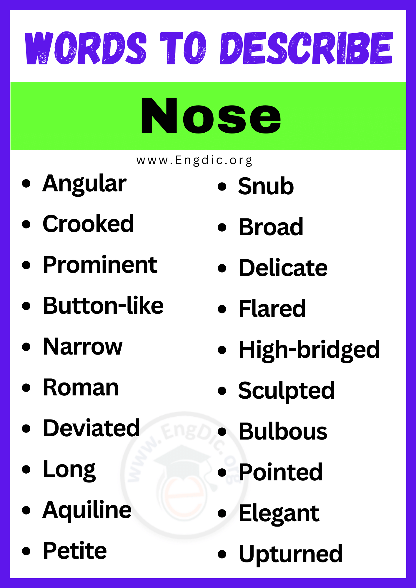 Words to Describe Nose