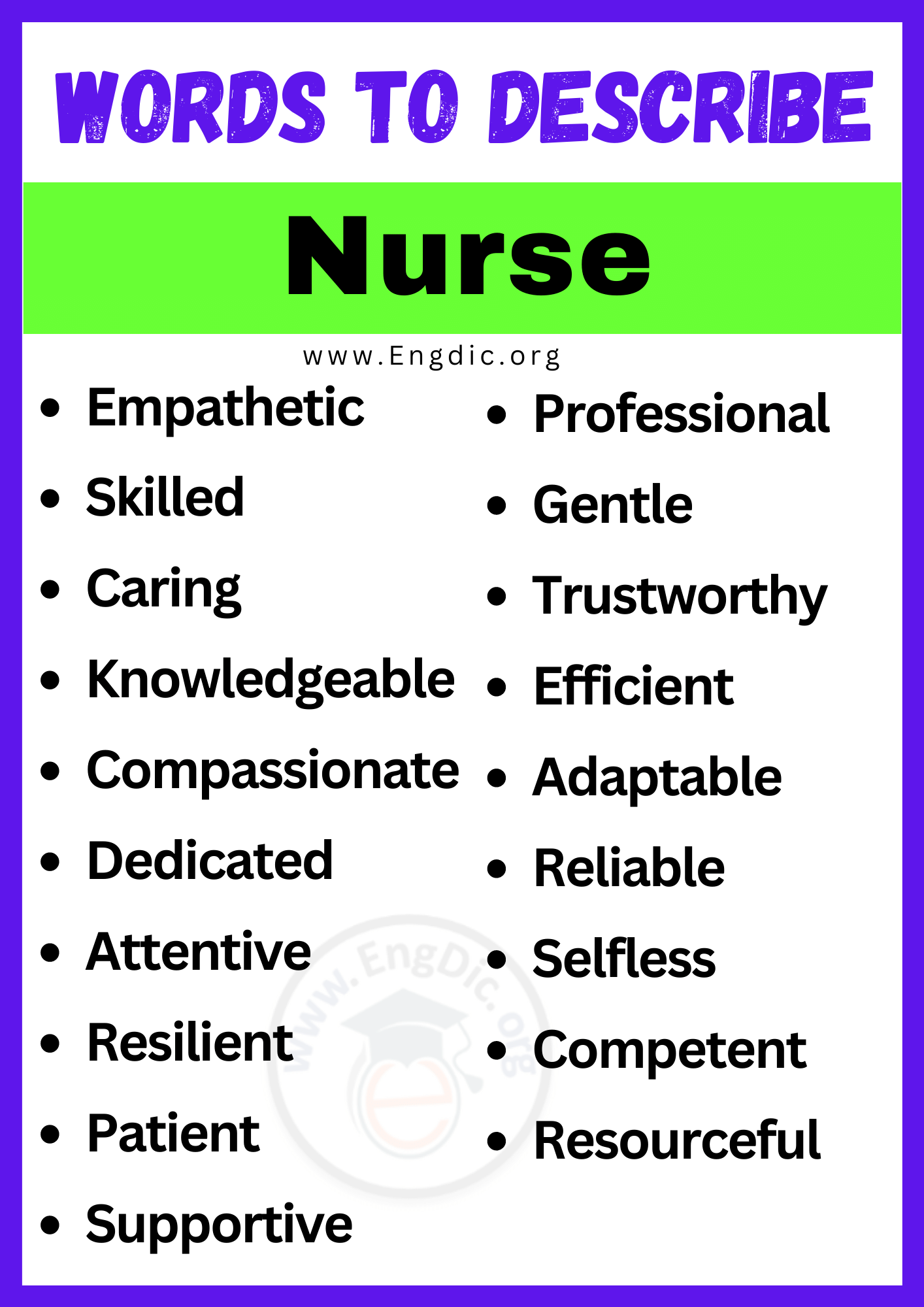 Words to Describe Nurse